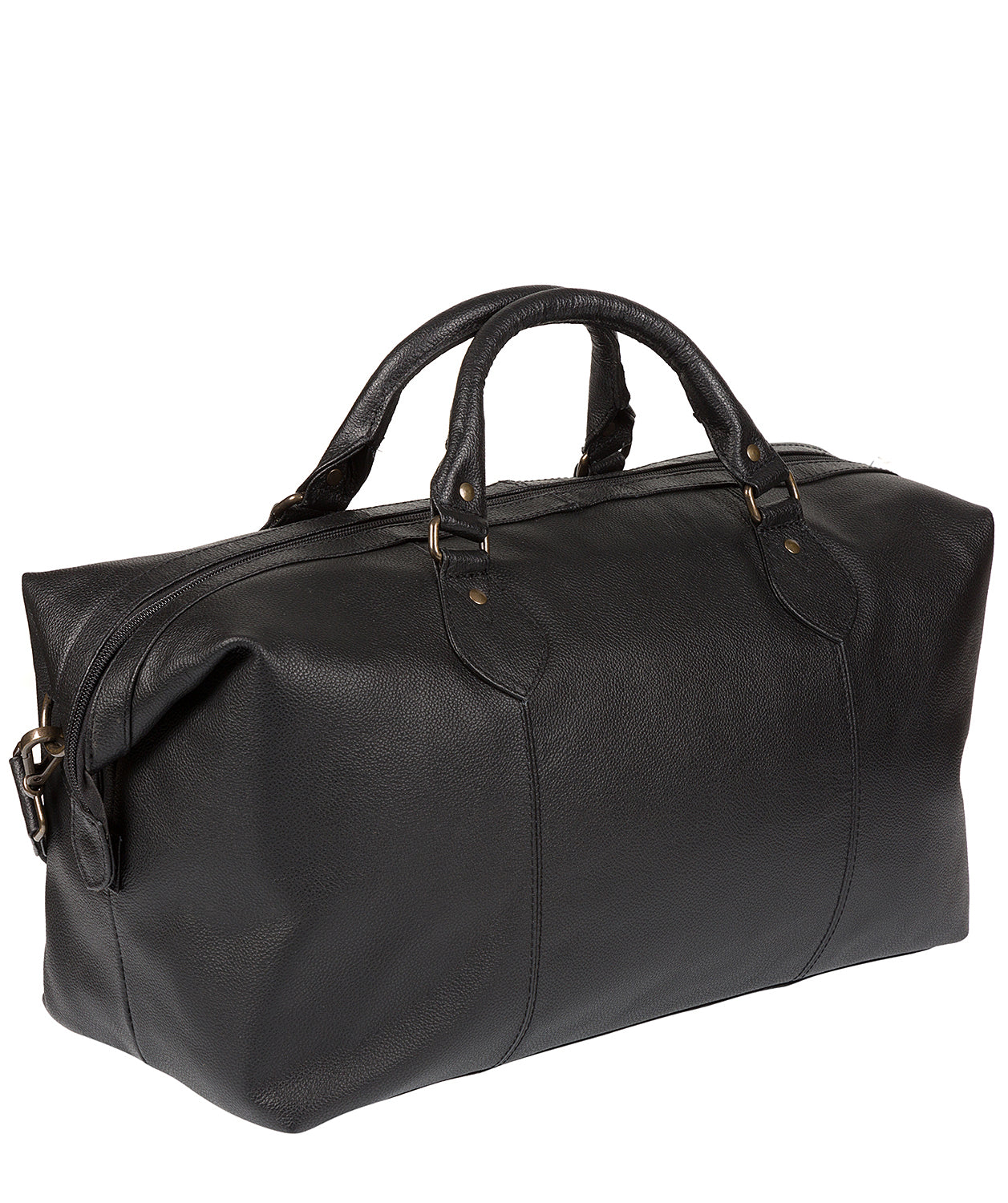 'Grizzly' Black Leather Holdall