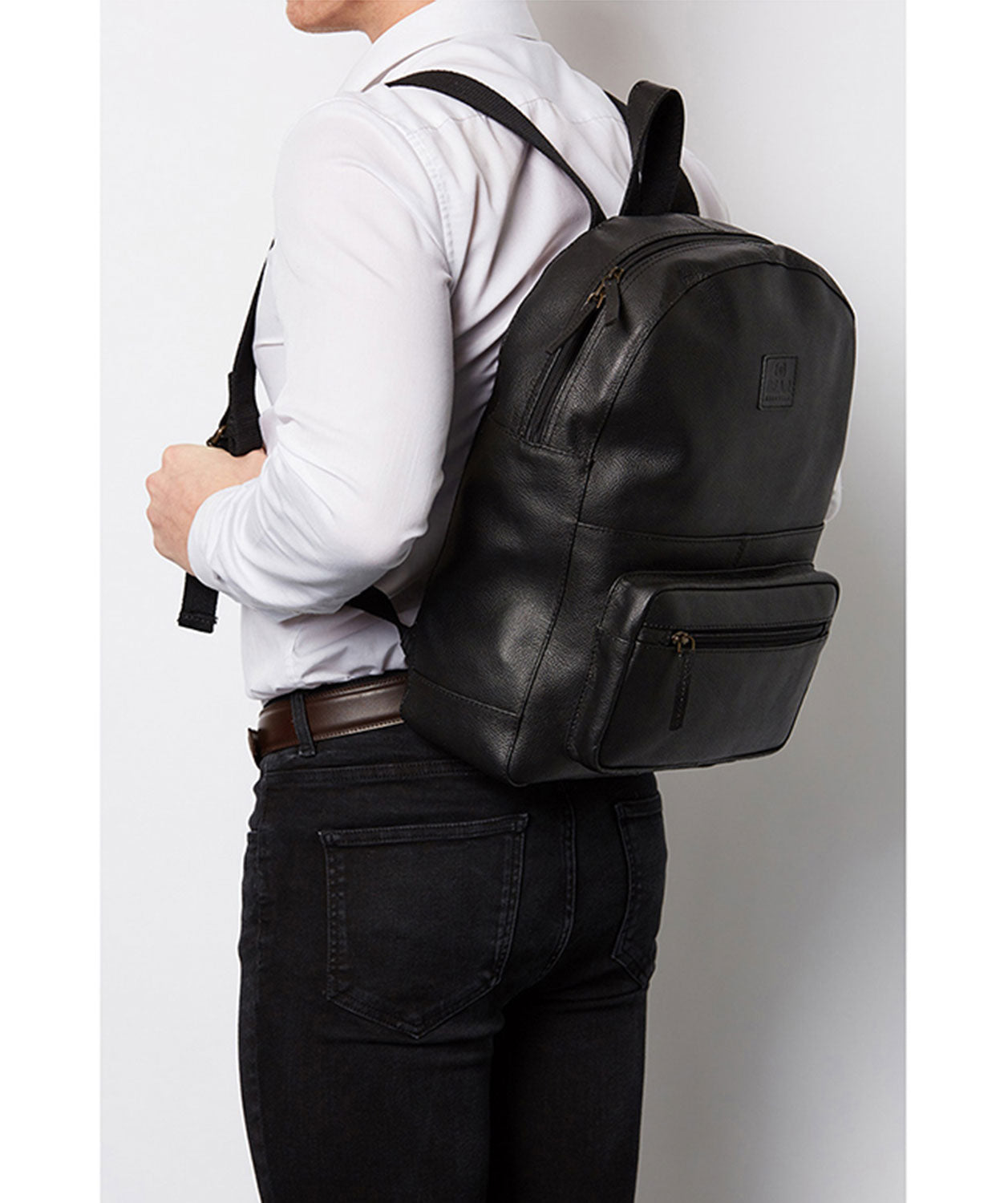 'Willow' Black Leather Backpack