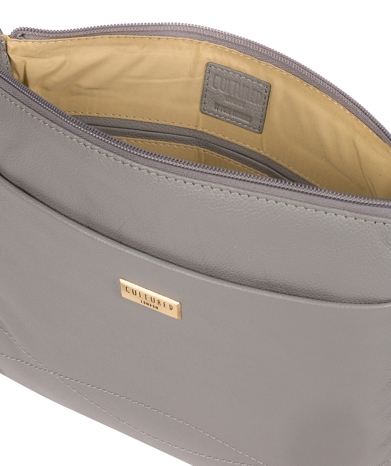 'Gianna' Silver Grey Leather Cross Body Bag image 4