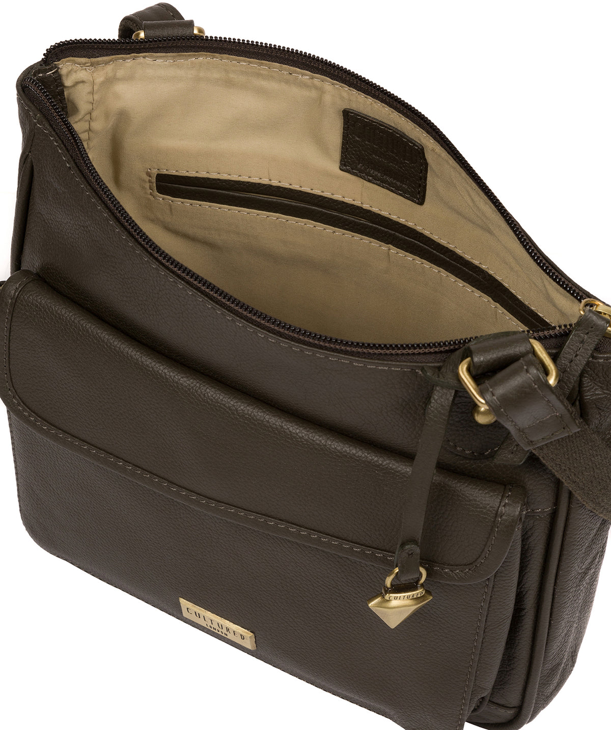 'Aria' Olive Leather Cross Body Bag image 4