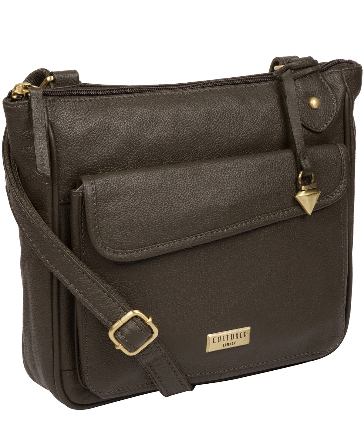 'Aria' Olive Leather Cross Body Bag image 5