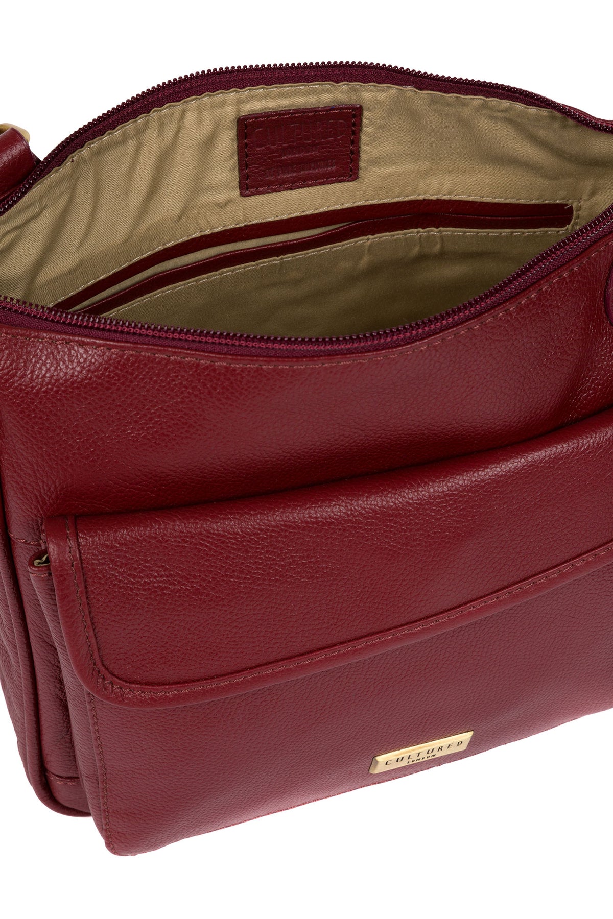'Aria' Ruby Red Leather Cross Body Bag image 4