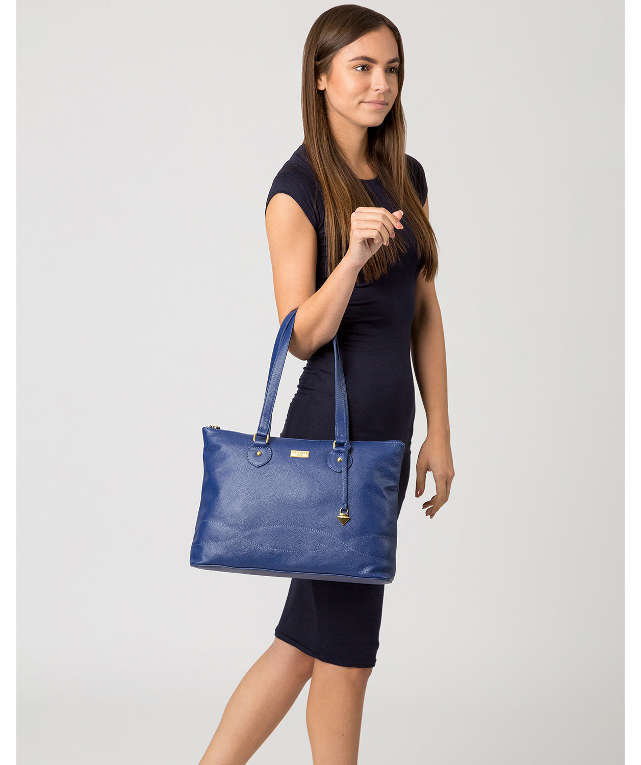 'Idelle' Mazarine Blue Leather Tote Bag image 2