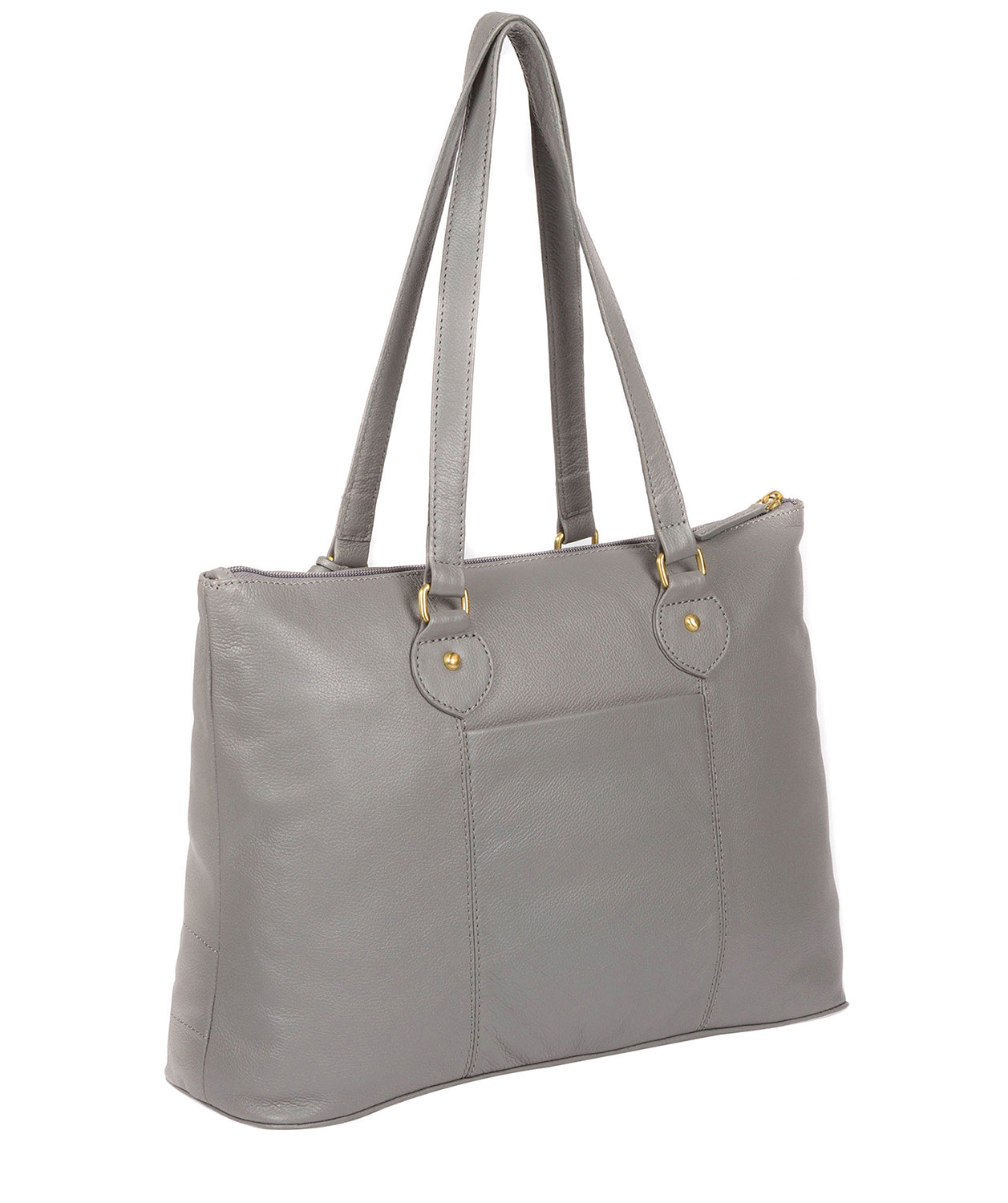 'Idelle' Silver Grey Leather Tote Bag image 3