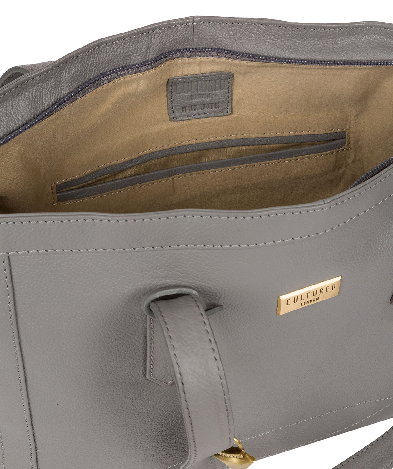 'Farah' Silver Grey Leather Tote Bag image 4