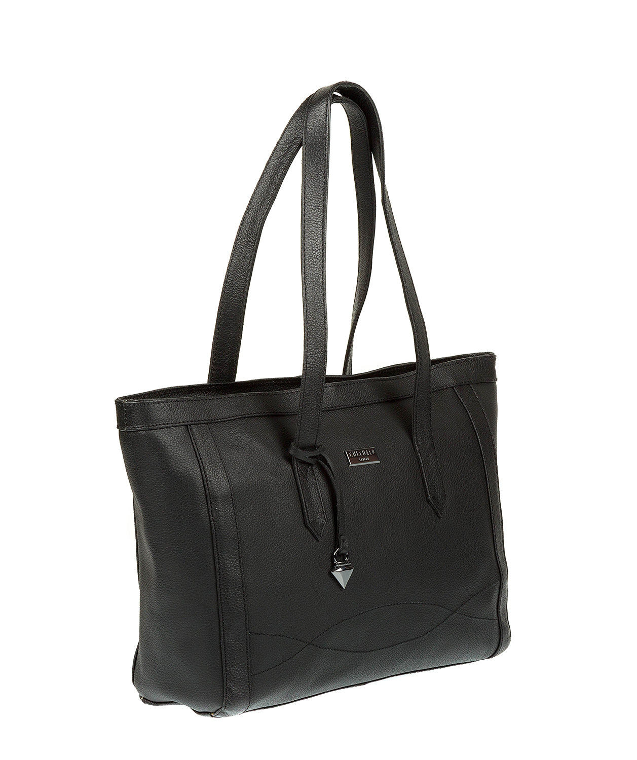 'Ferne' Black Leather Tote Bag