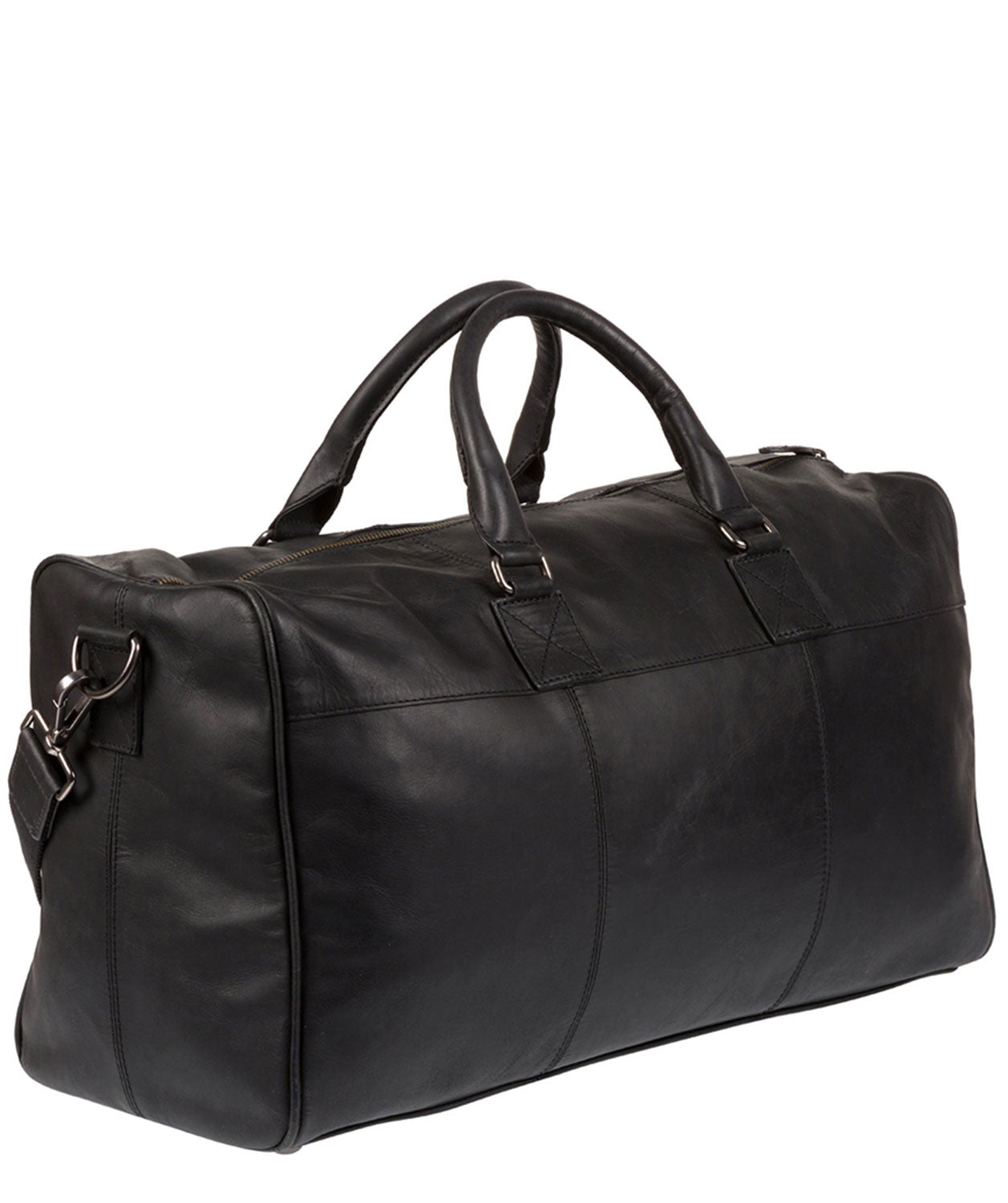 'Expedition' Black Leather Holdall