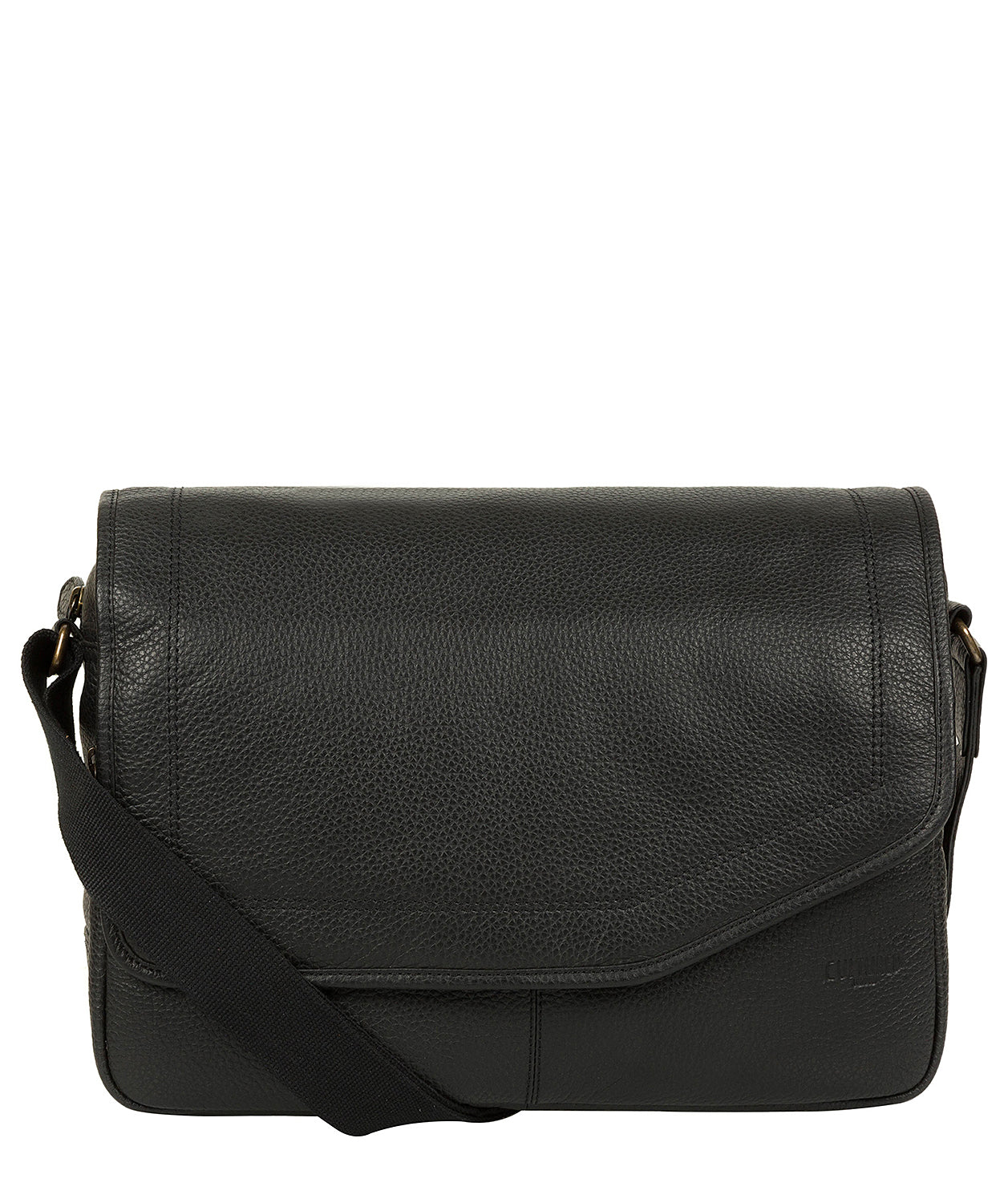 'Reaction' Black Leather Messenger Bag