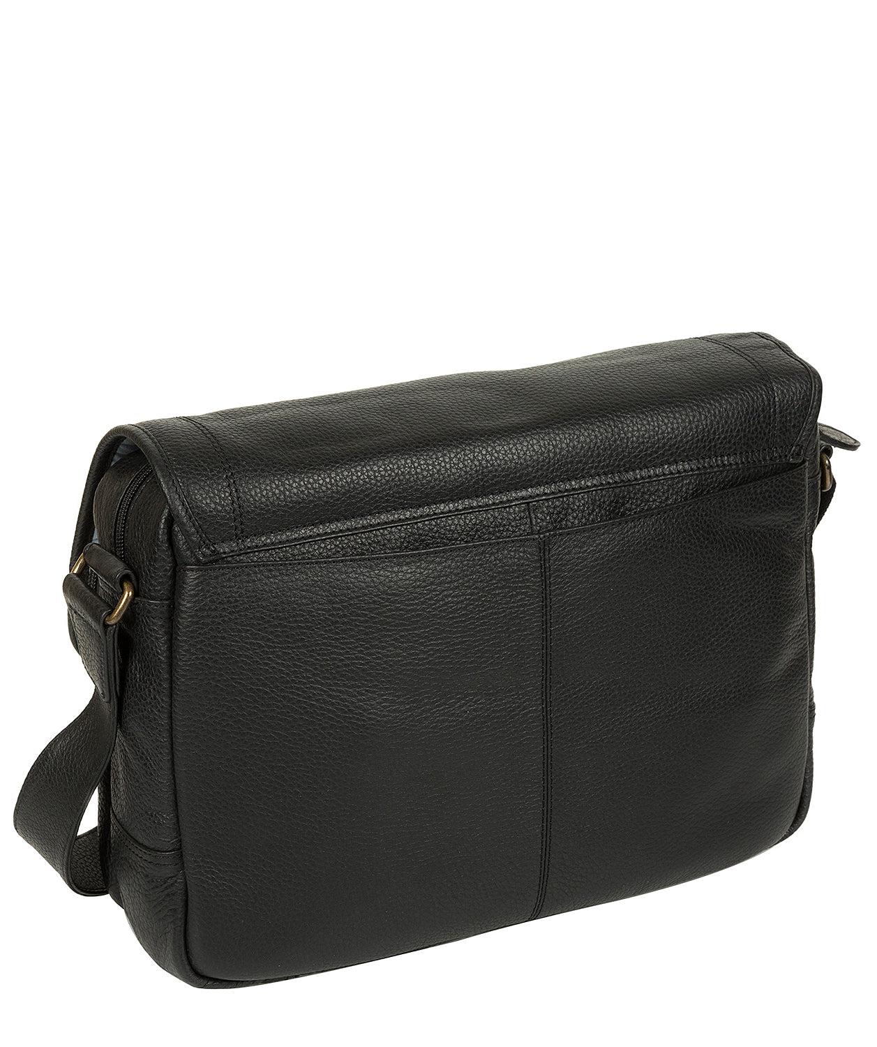 'Reaction' Black Leather Messenger Bag