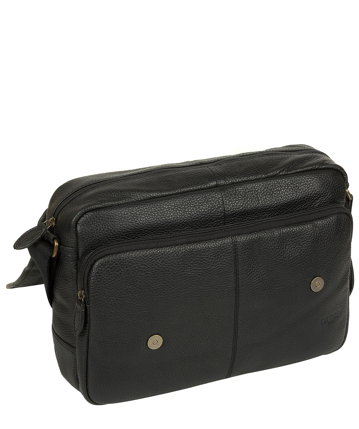 'Reaction' Black Leather Messenger Bag