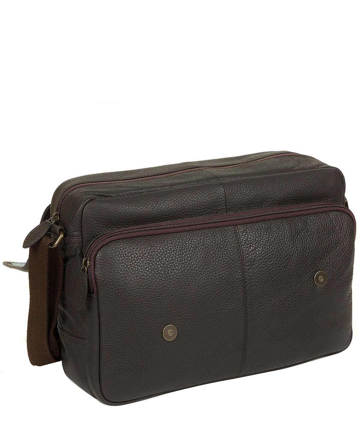 'Reaction' Dark Brown Natural Leather Messenger Bag