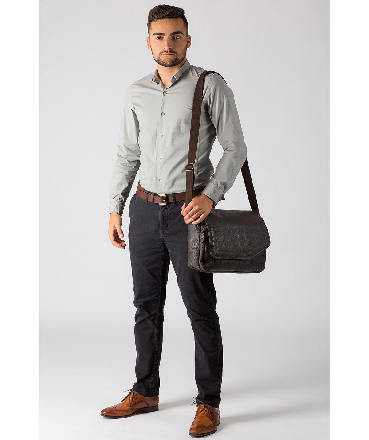 'Reaction' Dark Brown Natural Leather Messenger Bag image 2