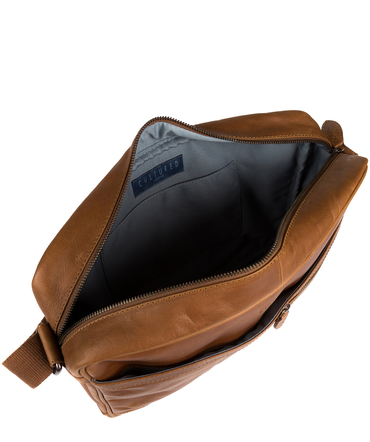 'Trek' Chestnut Leather Messenger Bag Pure Luxuries London