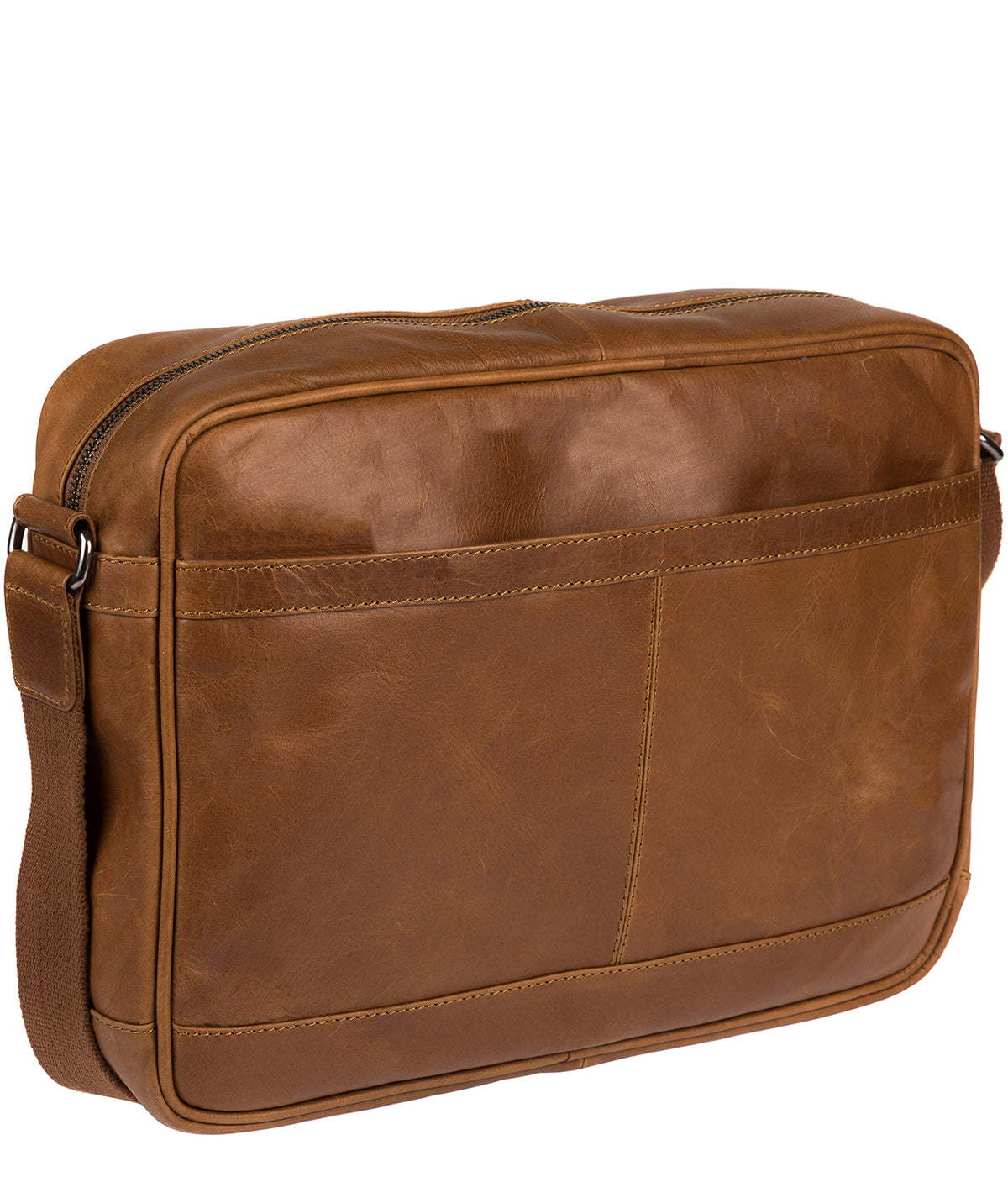 'Trek' Chestnut Leather Messenger Bag Pure Luxuries London