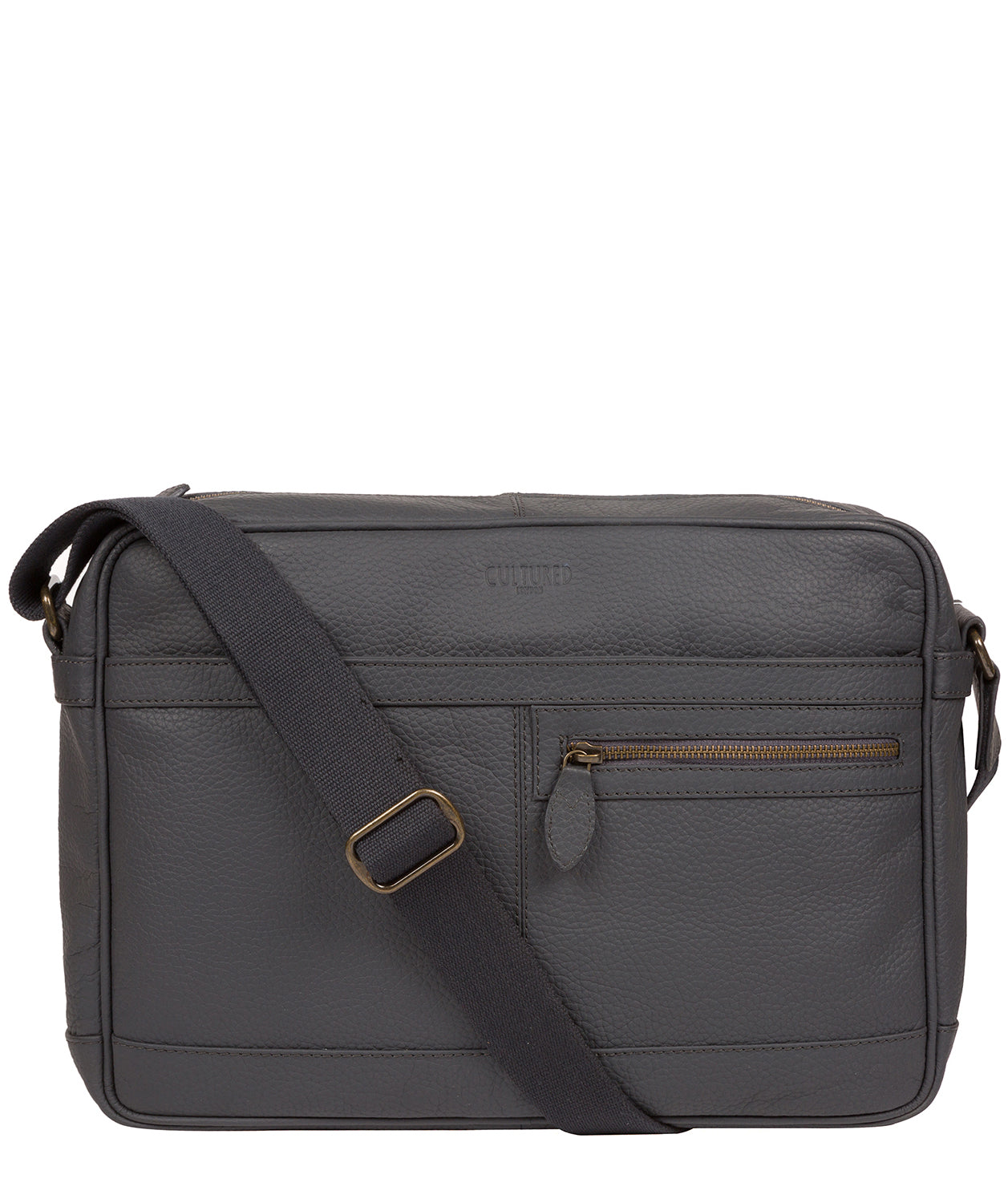 Trek' Dark Grey Leather Messenger Bag image 1