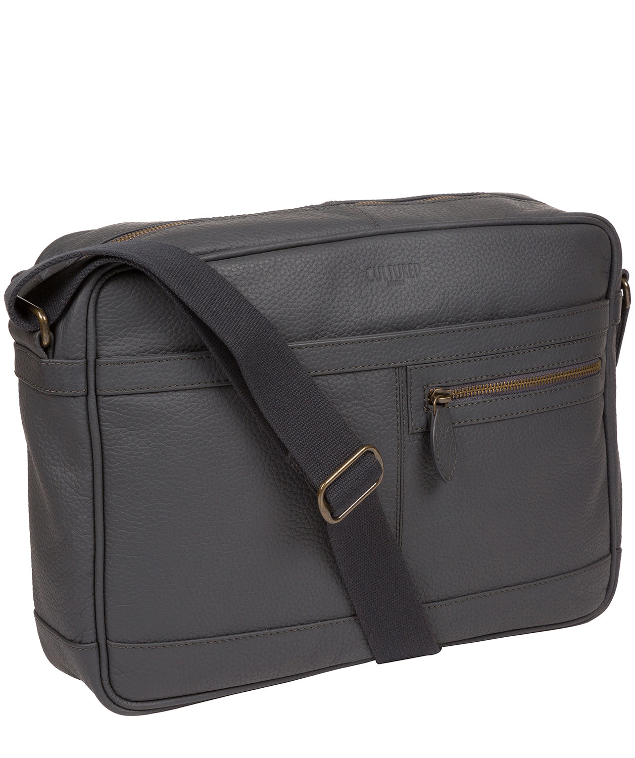 Trek' Dark Grey Leather Messenger Bag image 3