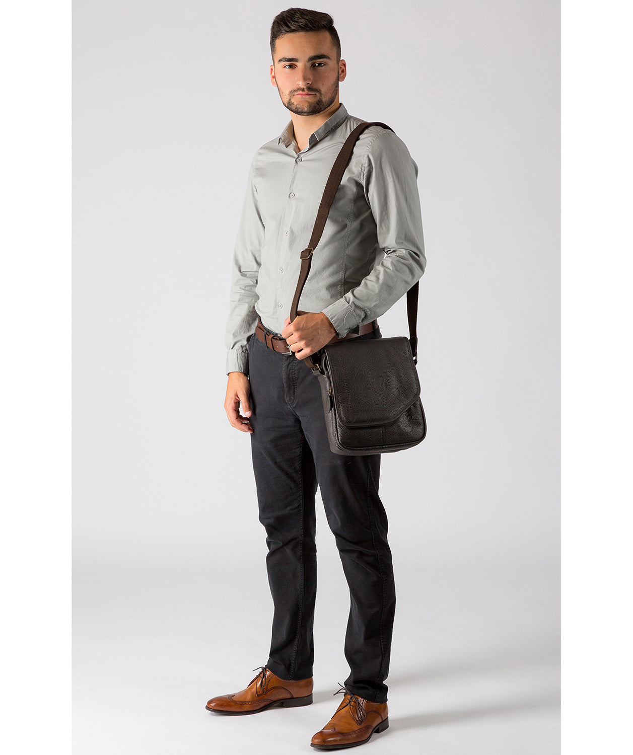 'Trip' Dark Brown Small Leather Despatch Bag Pure Luxuries London