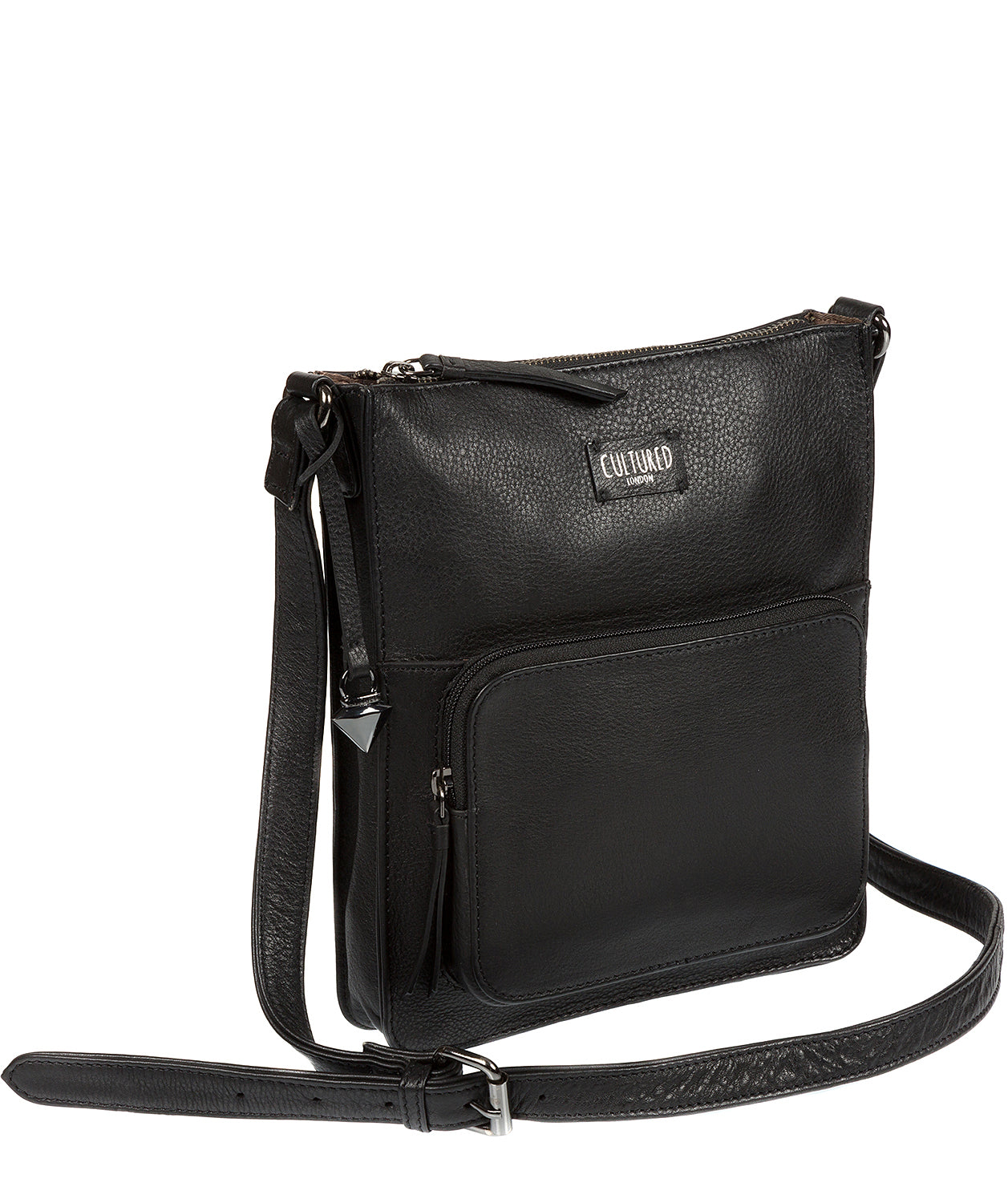 'Figurel' Black Genuine Leather Cross-Body Bag
