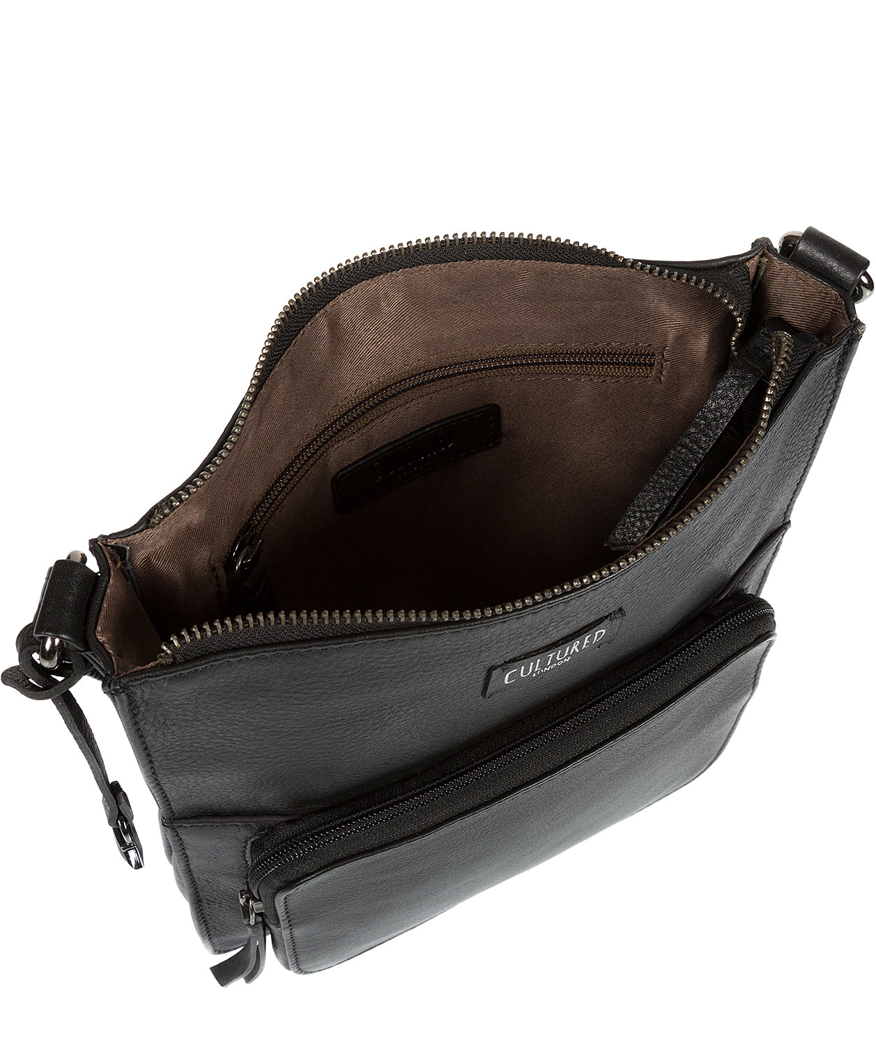 'Figurel' Black Genuine Leather Cross-Body Bag