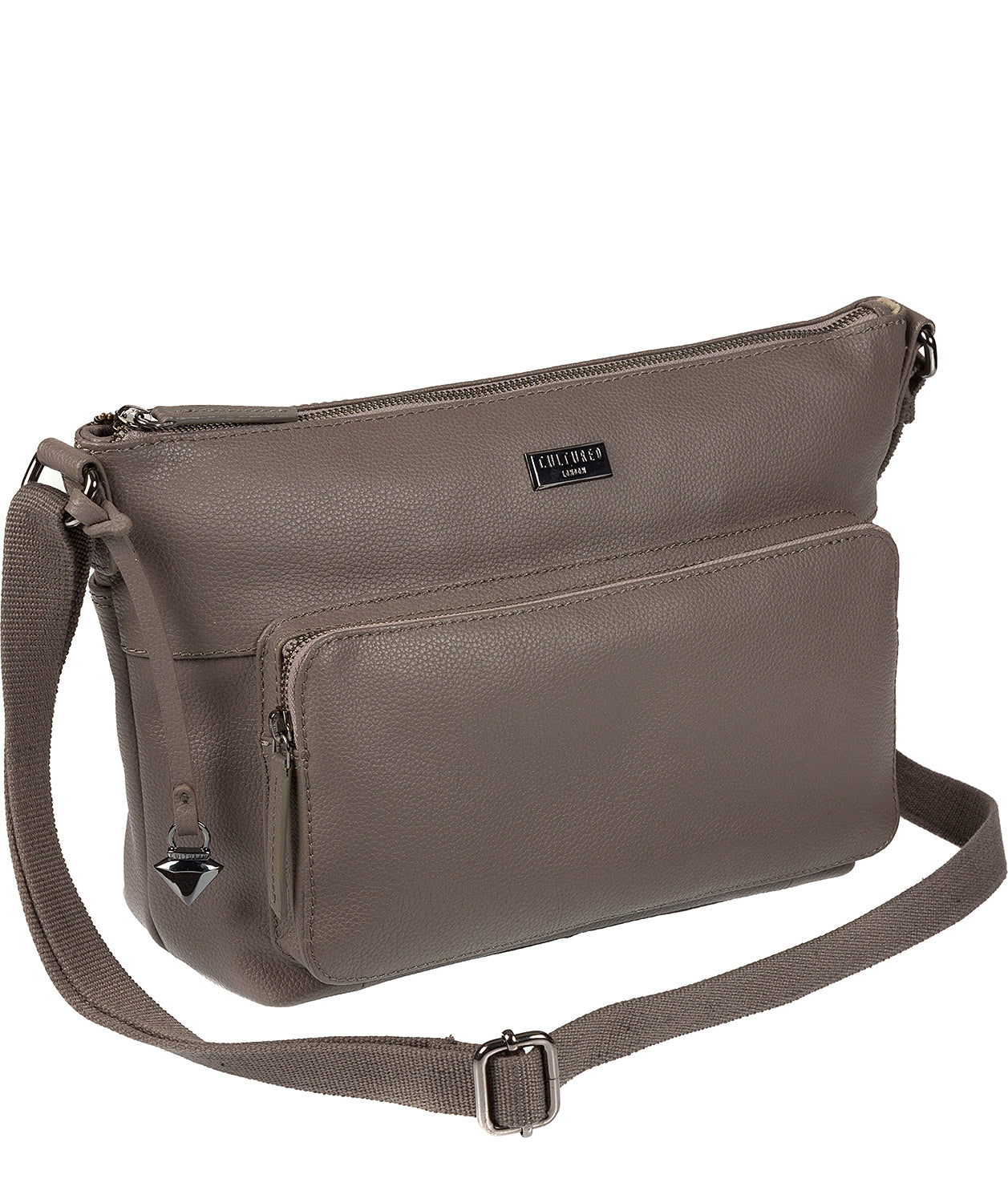 'Serrata' Grey Leather Cross-Body Bag