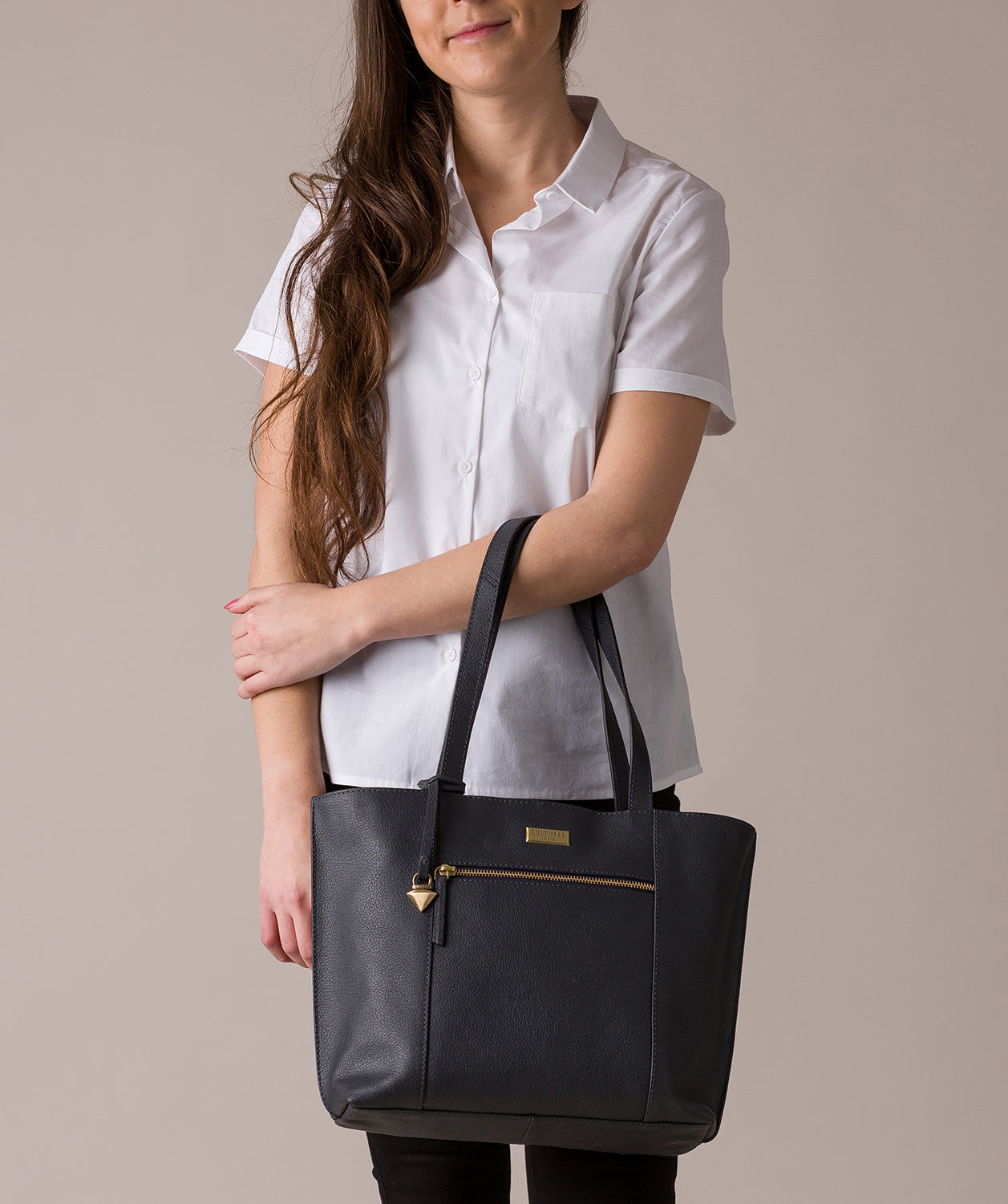 Bella' Navy Leather Tote Bag