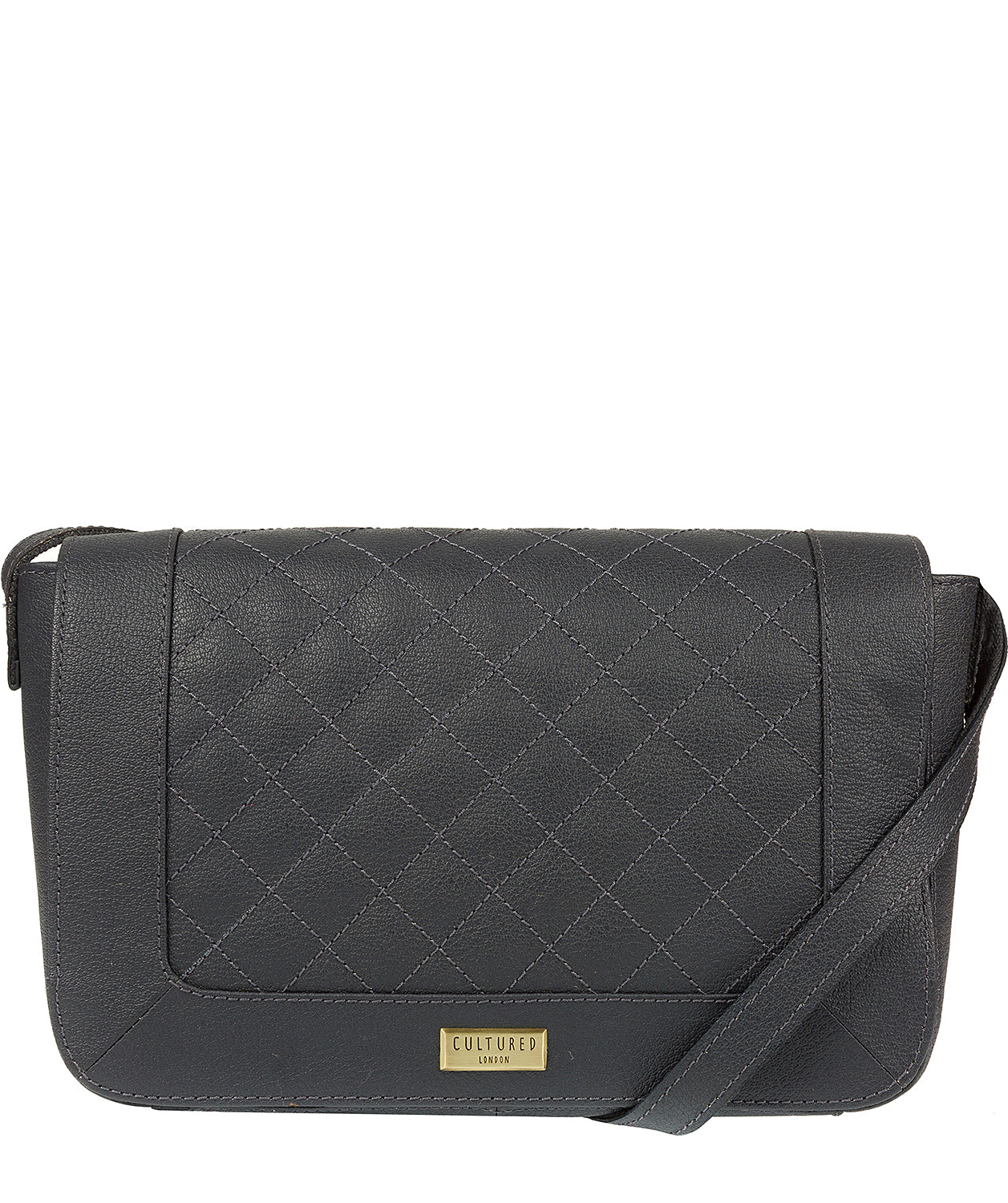 'Macey' Navy Leather Shoulder Bag