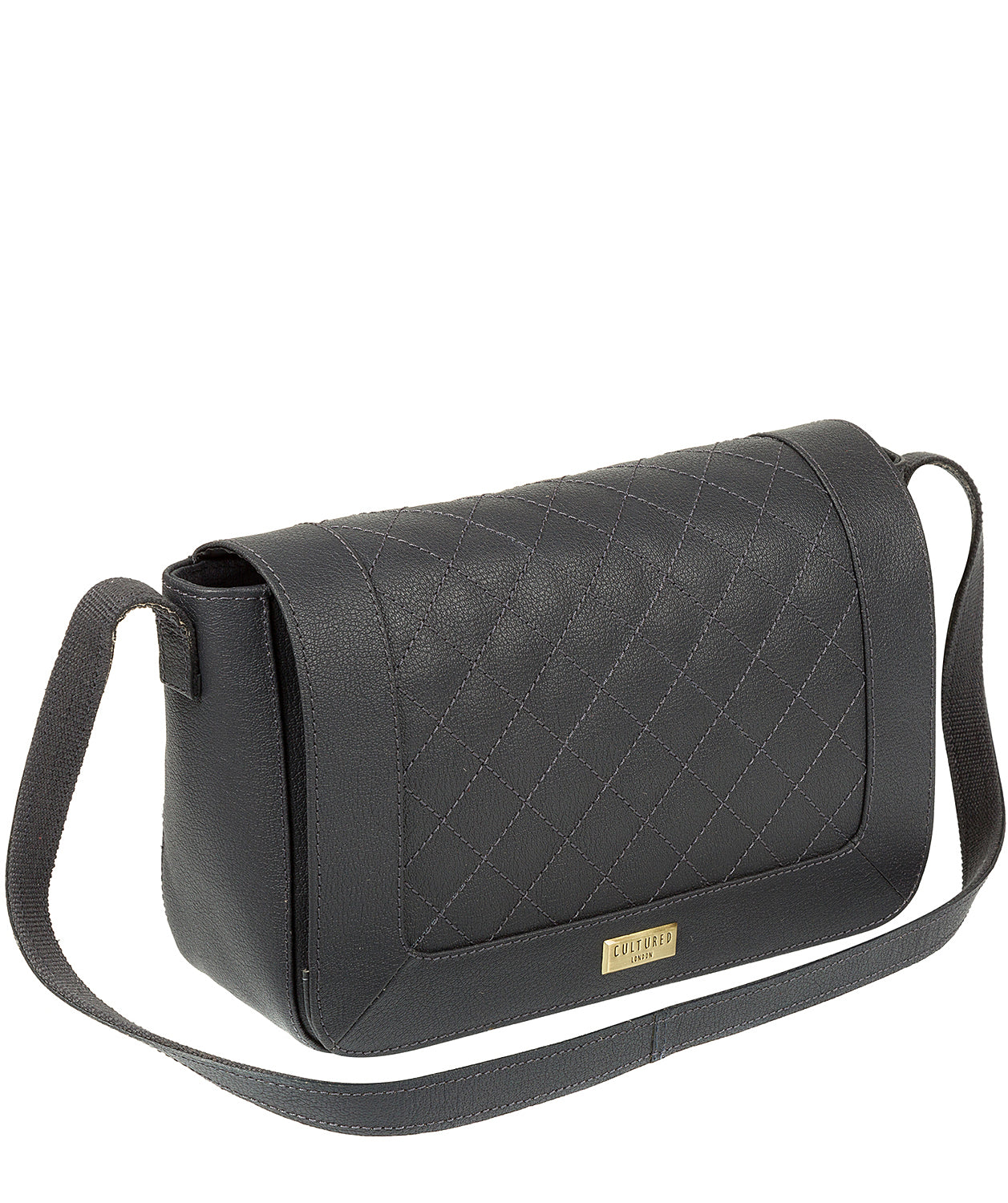 'Macey' Navy Leather Shoulder Bag
