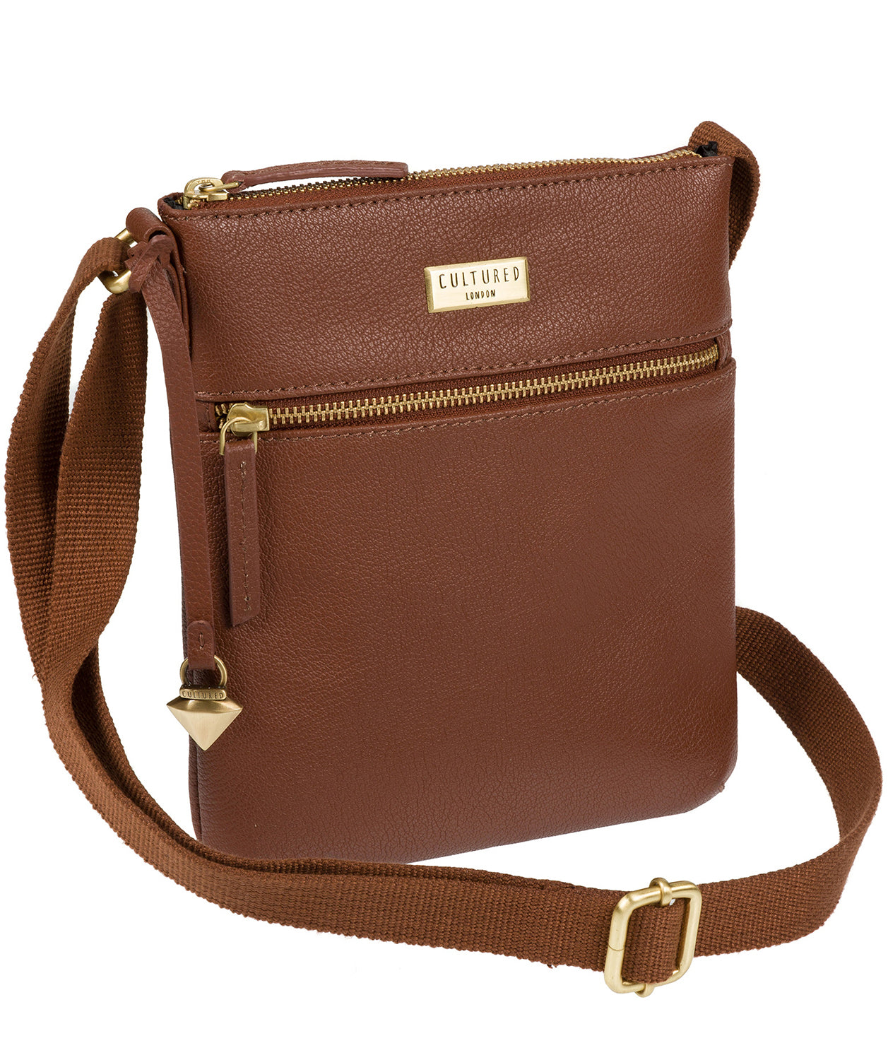 'Halle' Sienna Brown Leather Cross-Body Bag Pure Luxuries London