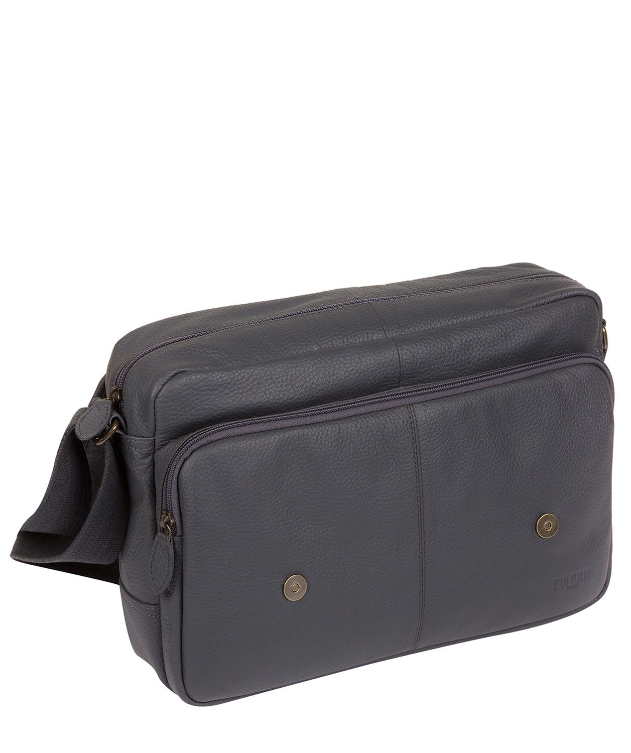 'Impact' Dark Grey Leather Messenger Bag Pure Luxuries London