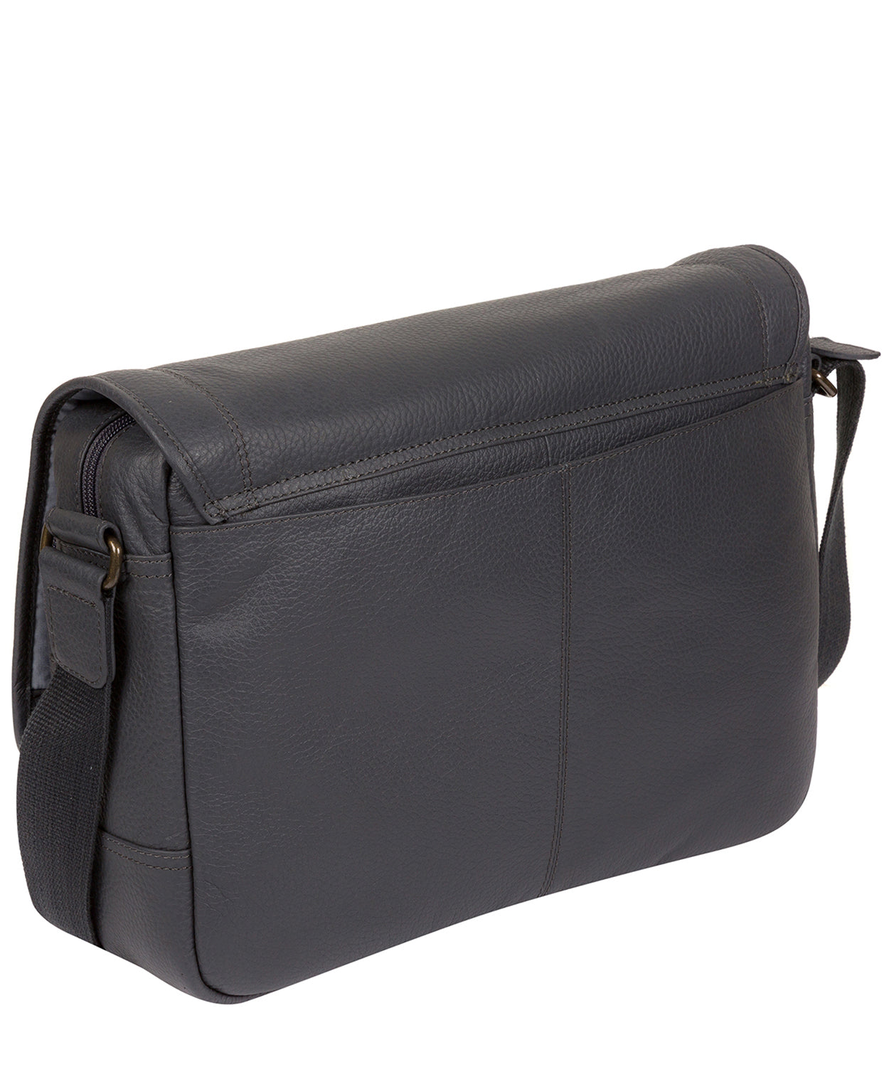 'Impact' Dark Grey Leather Messenger Bag Pure Luxuries London