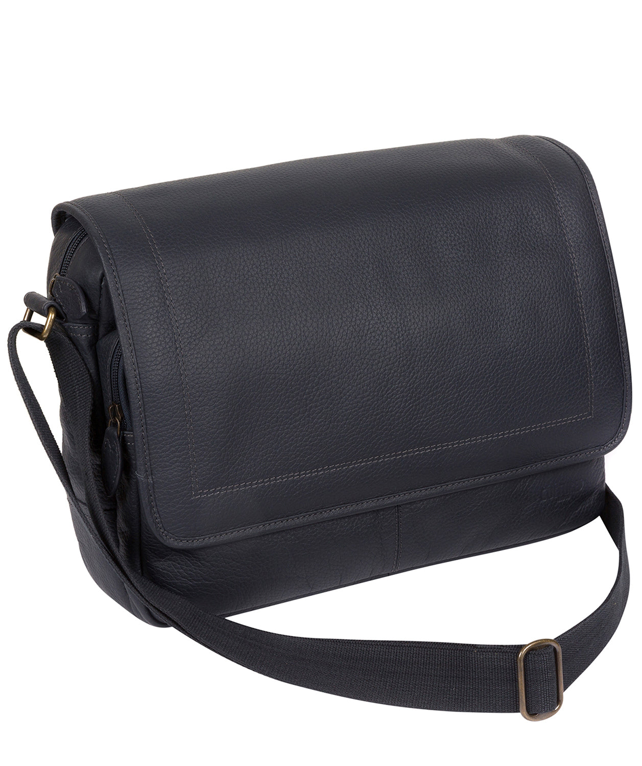 'Impact' Navy Leather Messenger Bag image 3