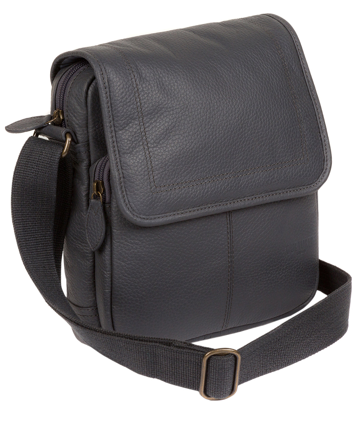 'Dash' Dark Grey Leather Messenger Bag Pure Luxuries London