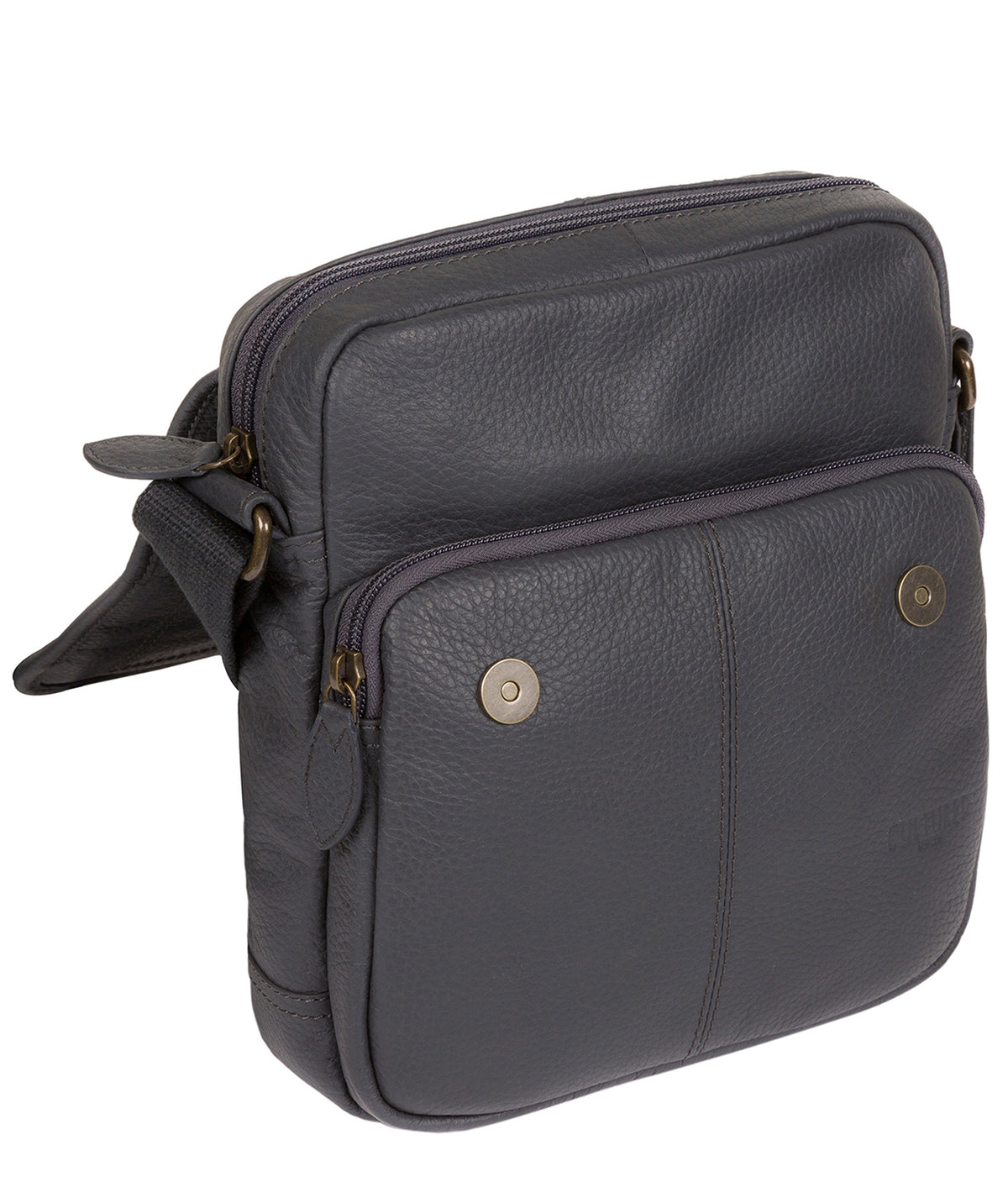 'Dash' Dark Grey Leather Messenger Bag Pure Luxuries London