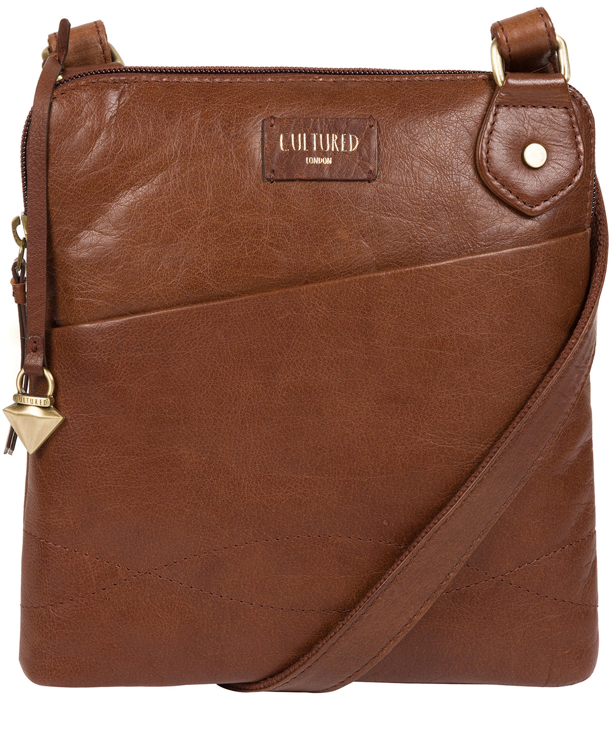'Abberton' Conker Brown Leather Cross-Body Bag image 1
