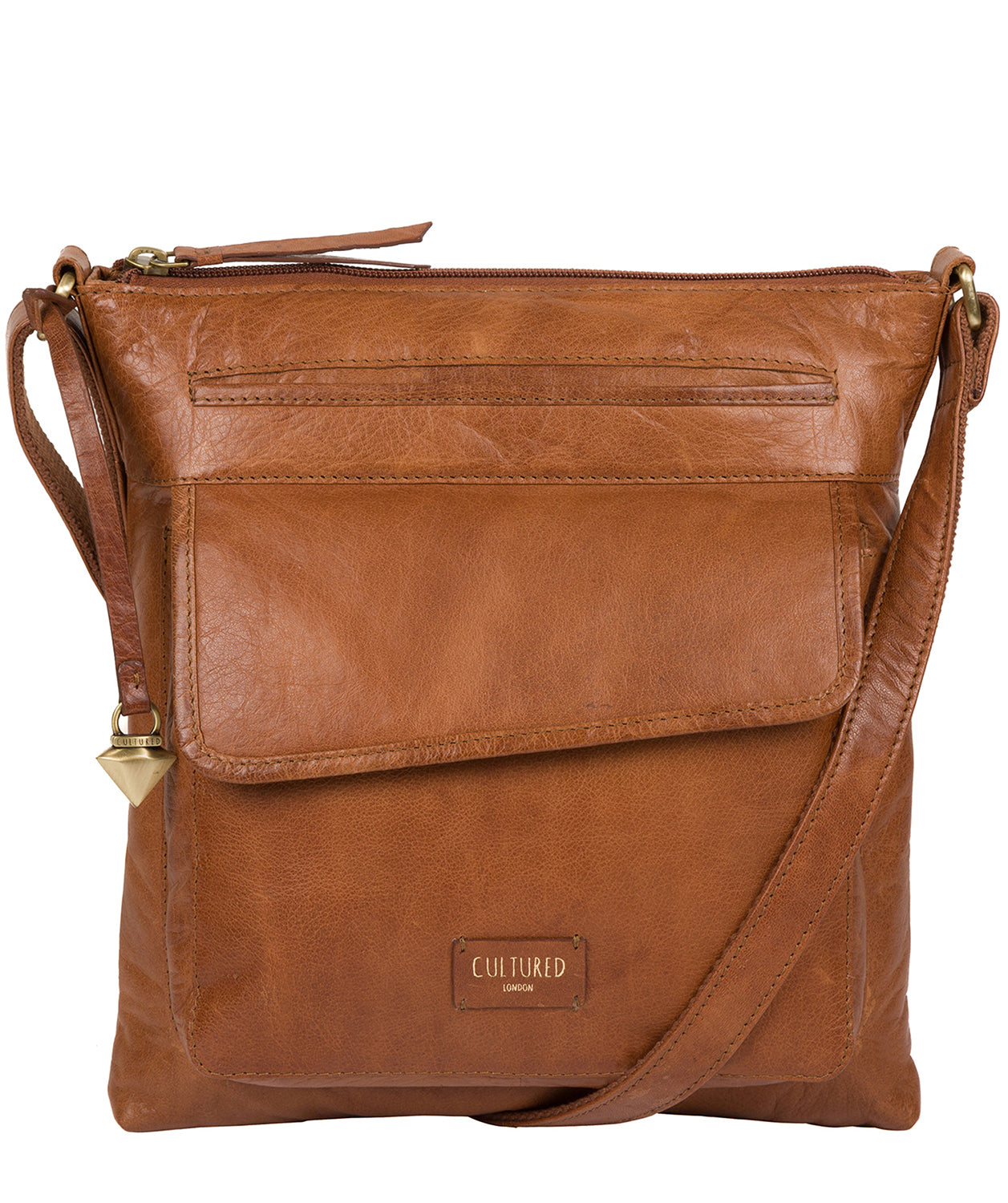 'Daar' Dark Tan Leather Cross Body Bag