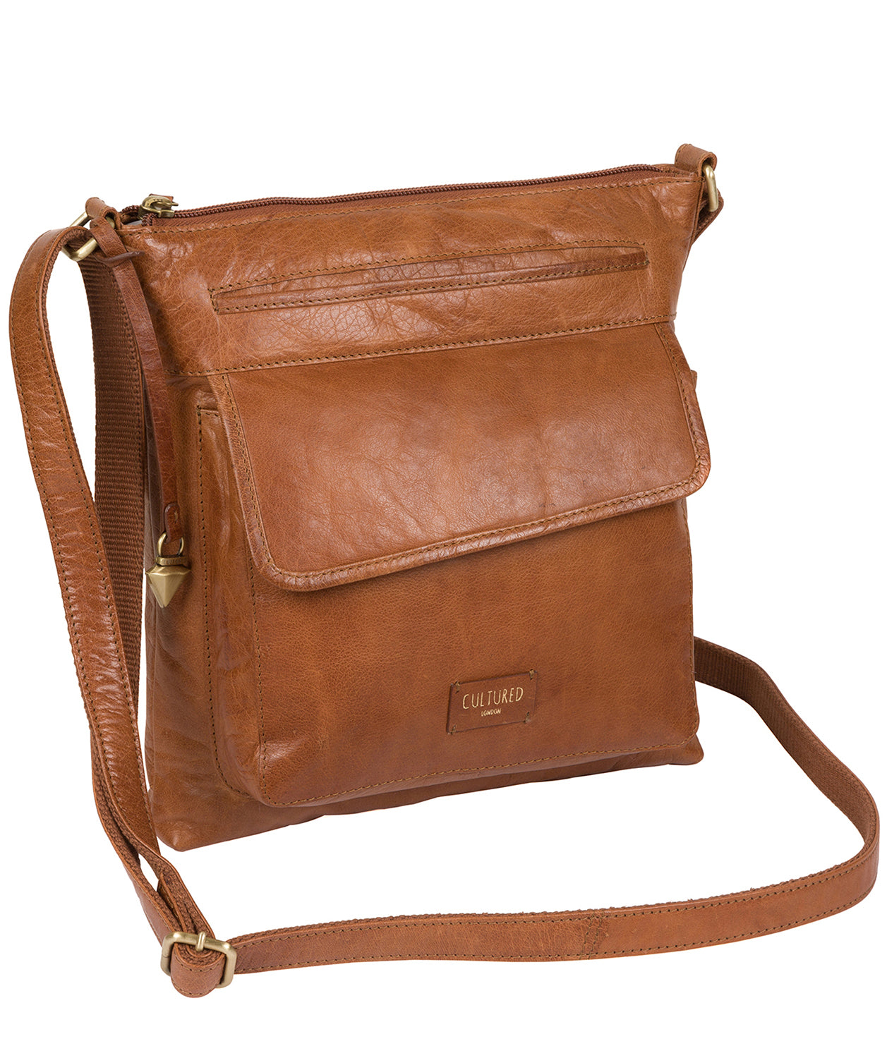 'Daar' Dark Tan Leather Cross Body Bag