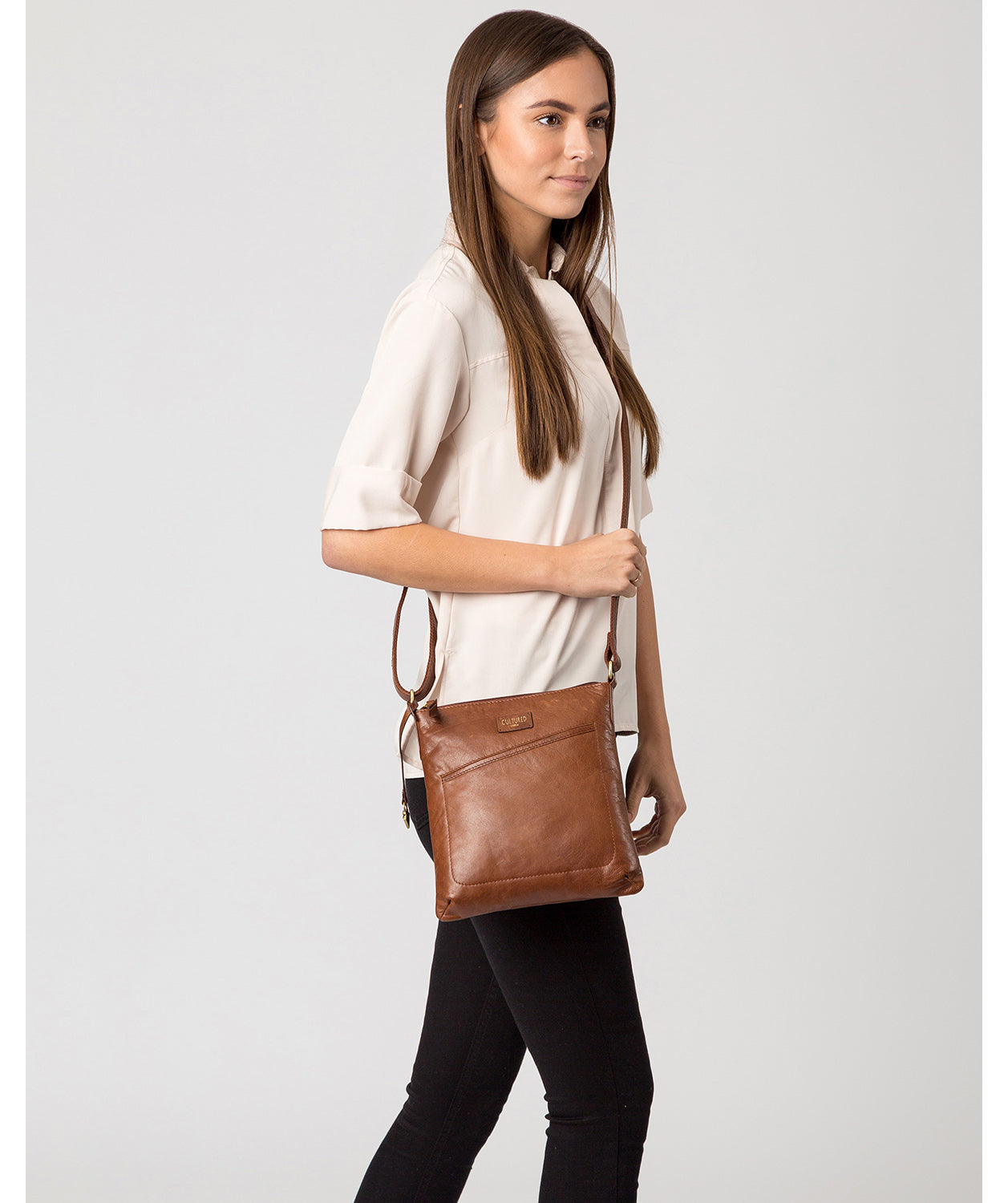 'Gainford' Conker Brown Leather Cross-Body Bag image 2