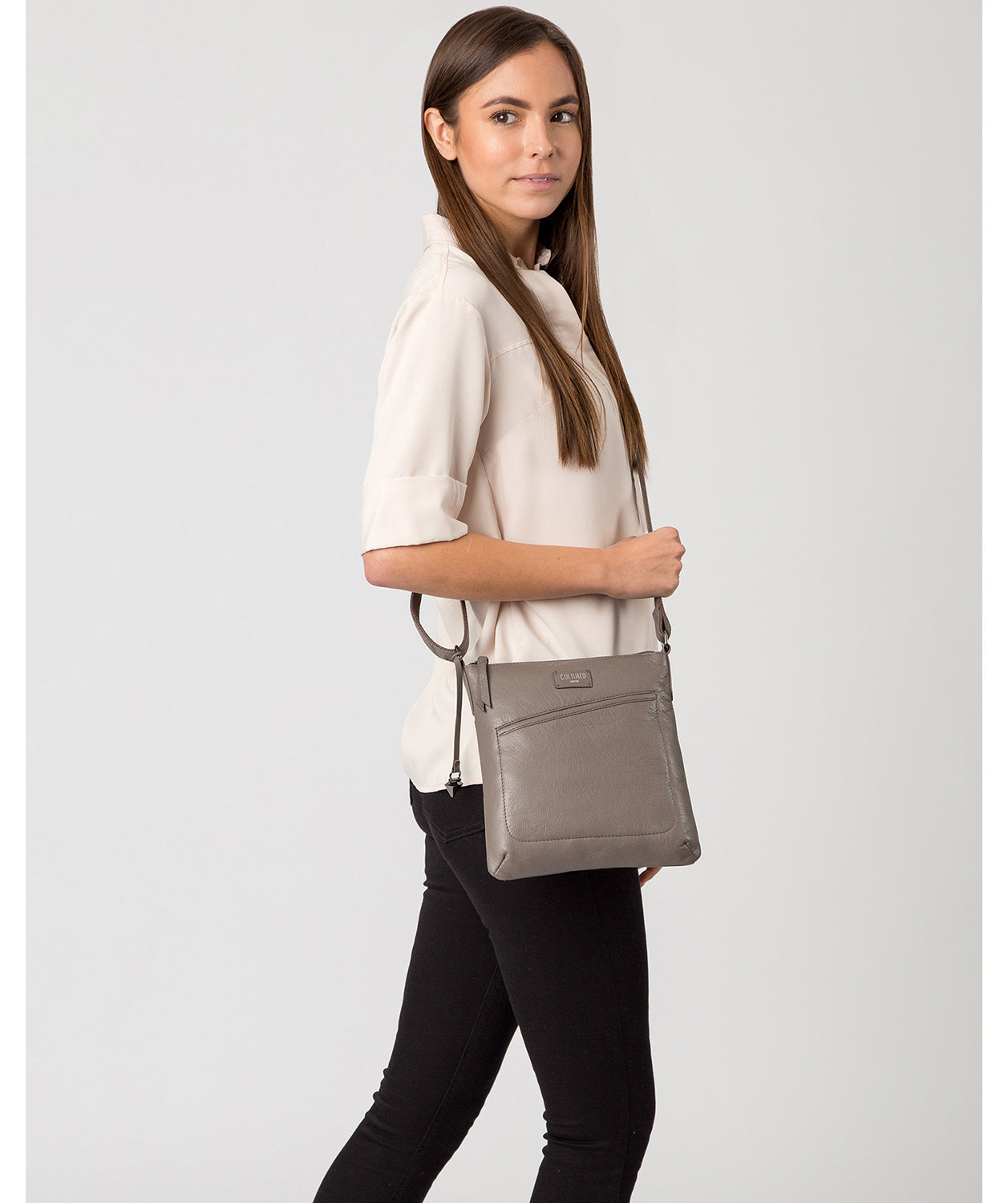 'Gainford' Grey Leather Cross Body Bag