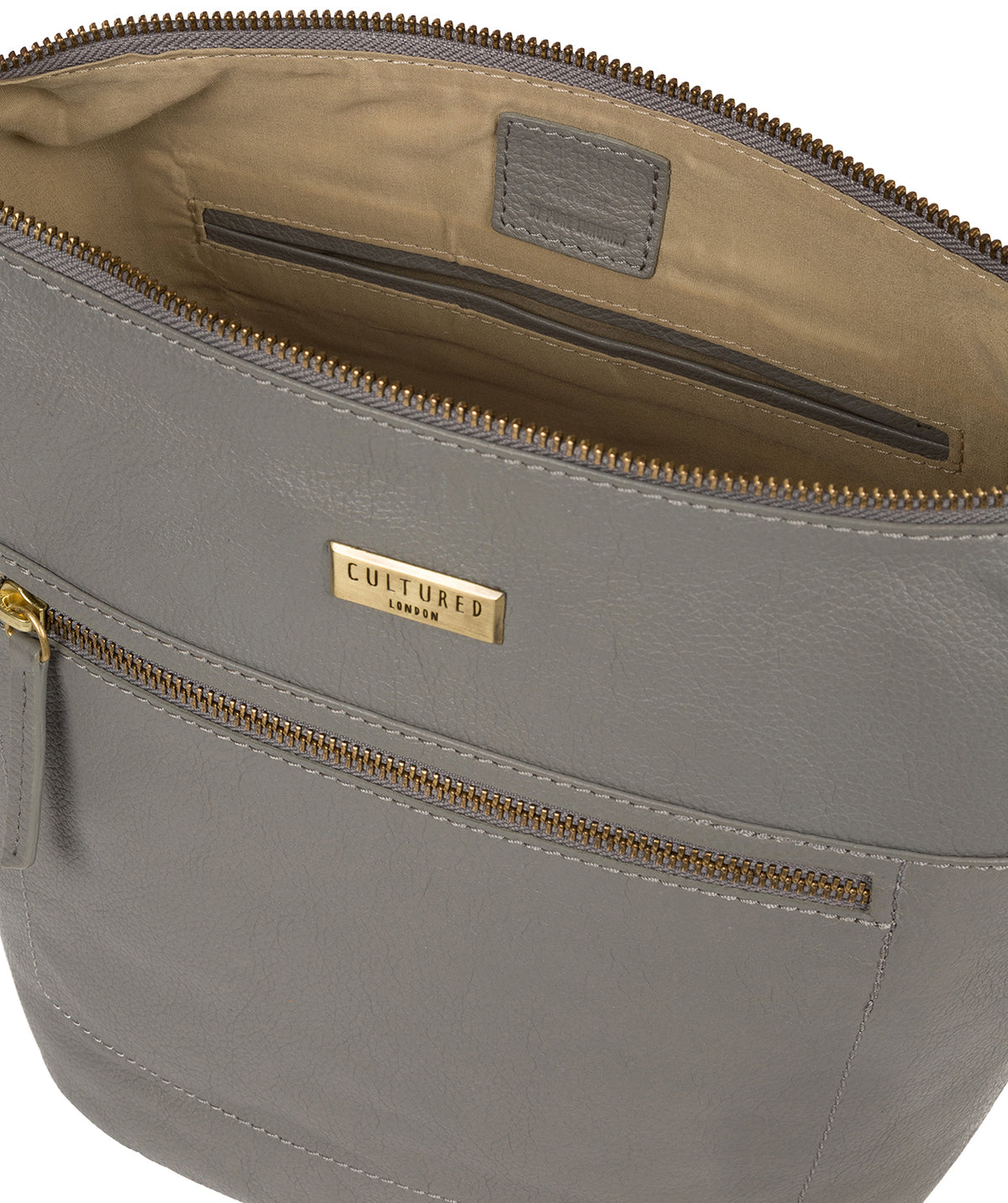'Elizabeth' Silver Grey Leather Shoulder Bag Pure Luxuries London