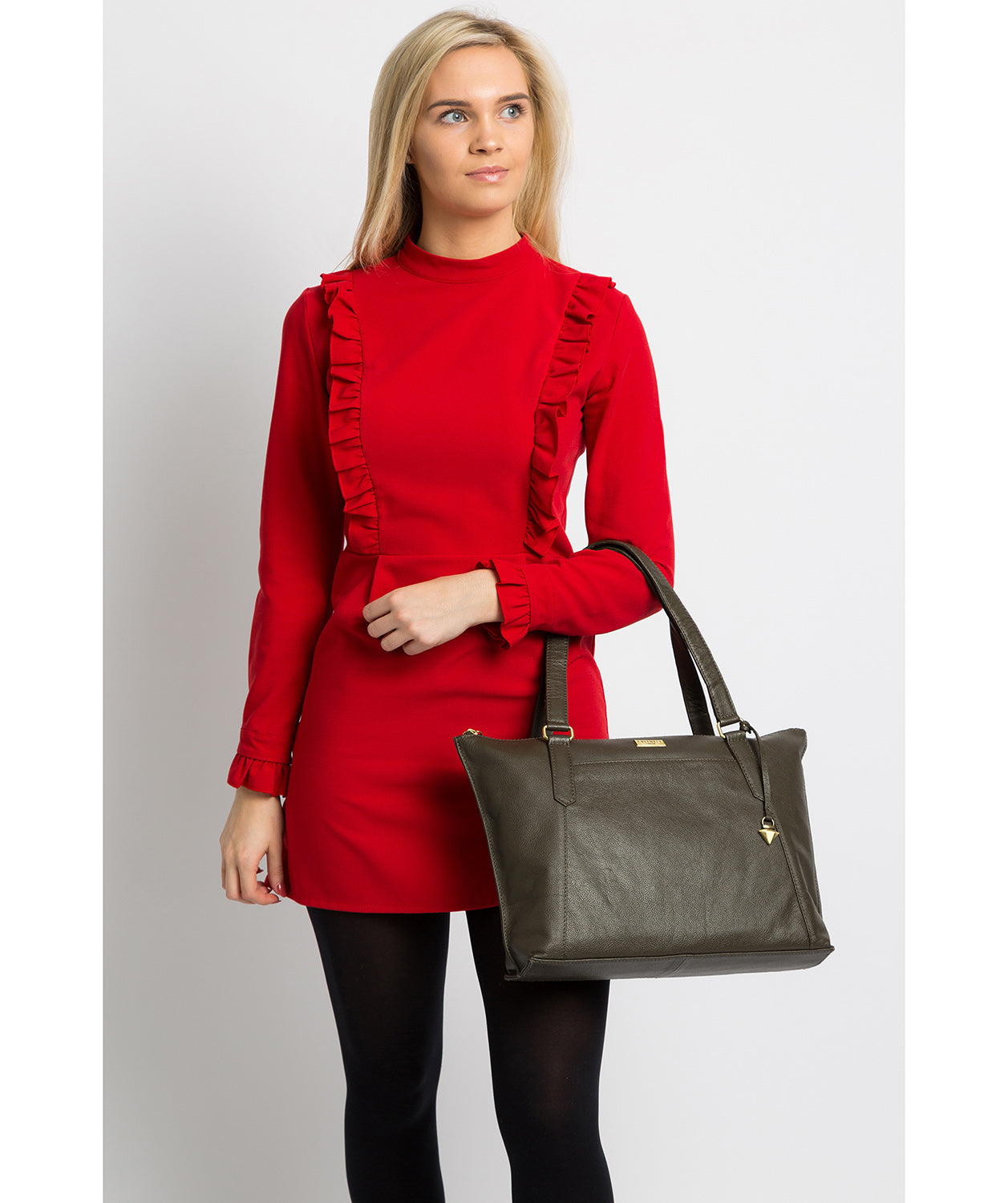 'Isabella' Olive Leather Tote Bag image 2