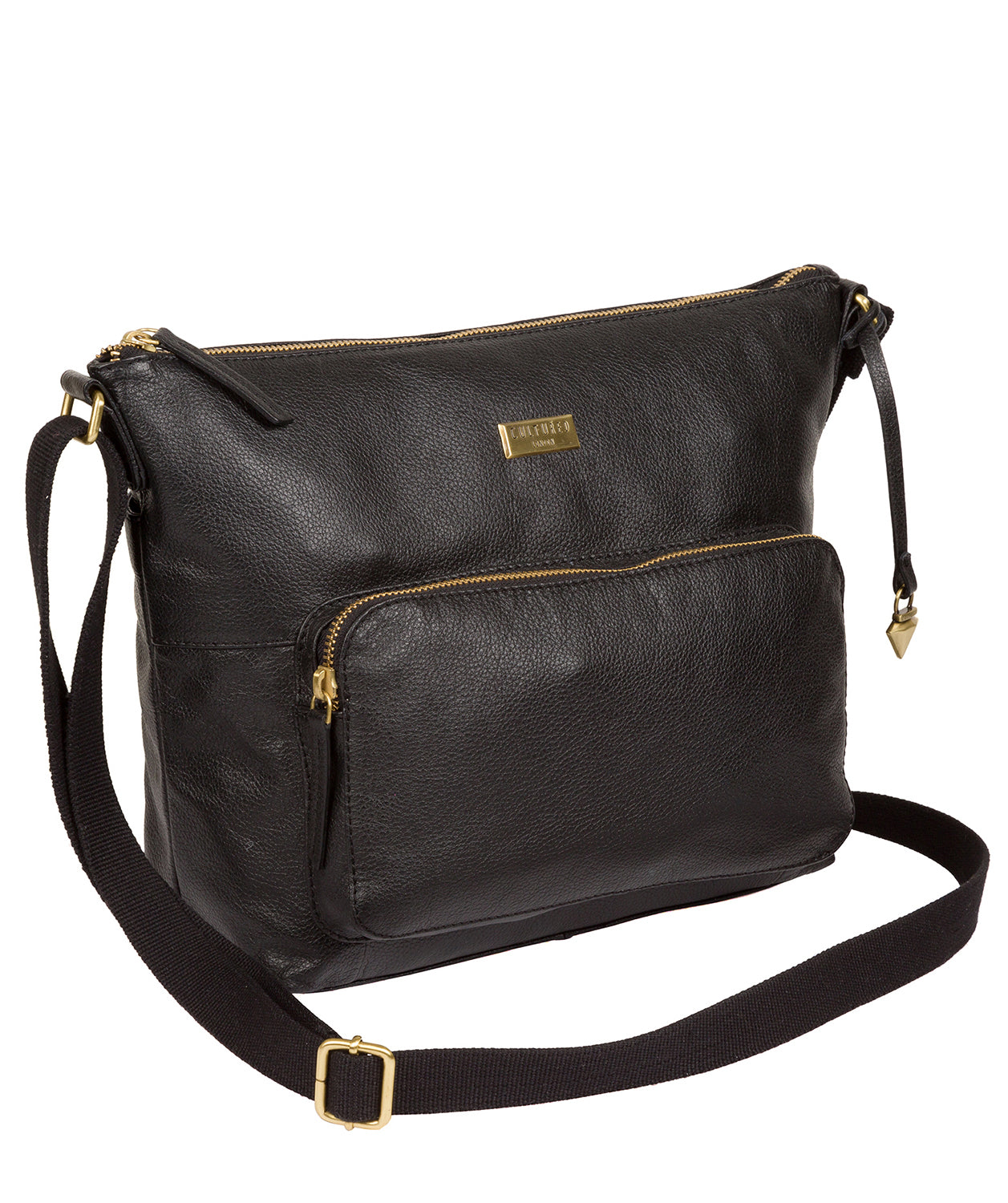 'Olivia' Black Leather Shoulder Bag image 3