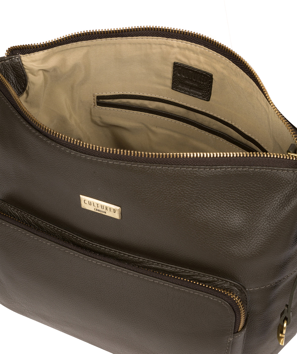 'Olivia' Olive Leather Shoulder Bag Pure Luxuries London