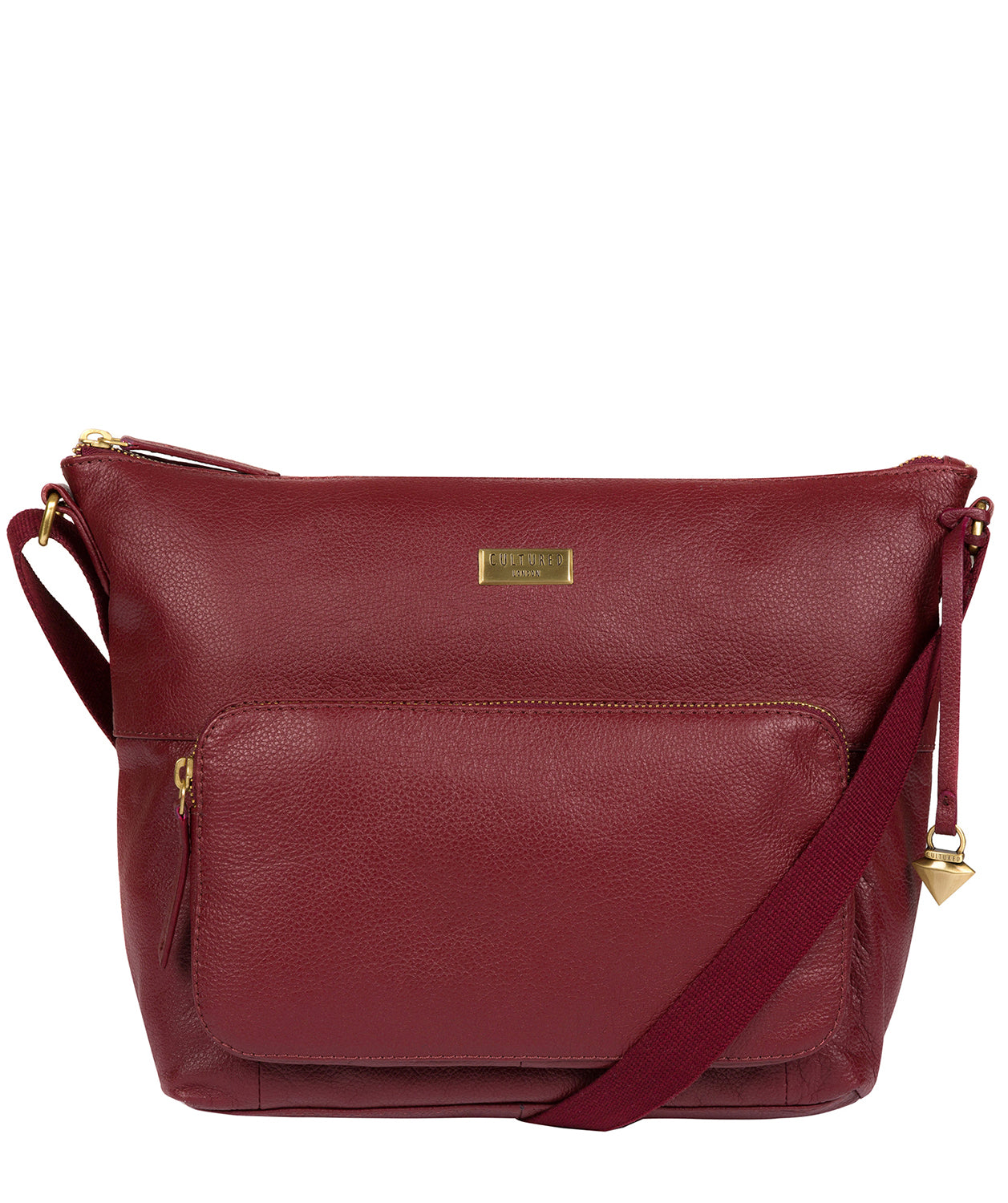 'Olivia' Ruby Red Leather Shoulder Bag Pure Luxuries London