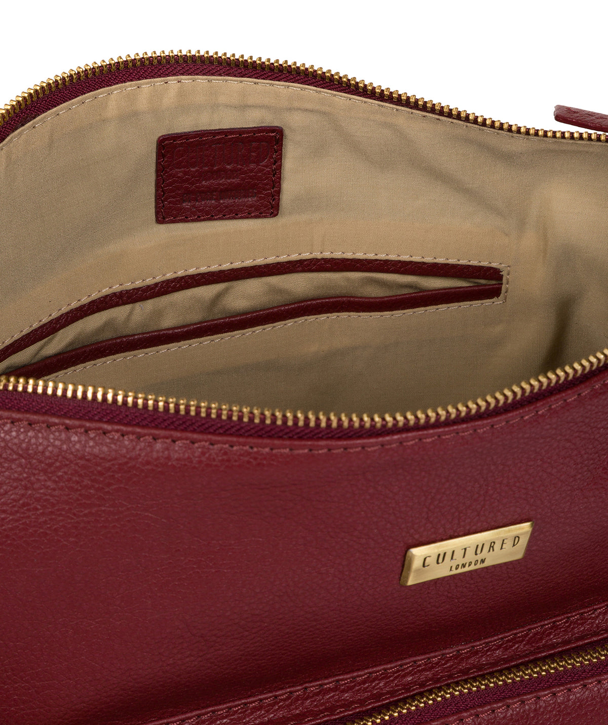 'Olivia' Ruby Red Leather Shoulder Bag Pure Luxuries London