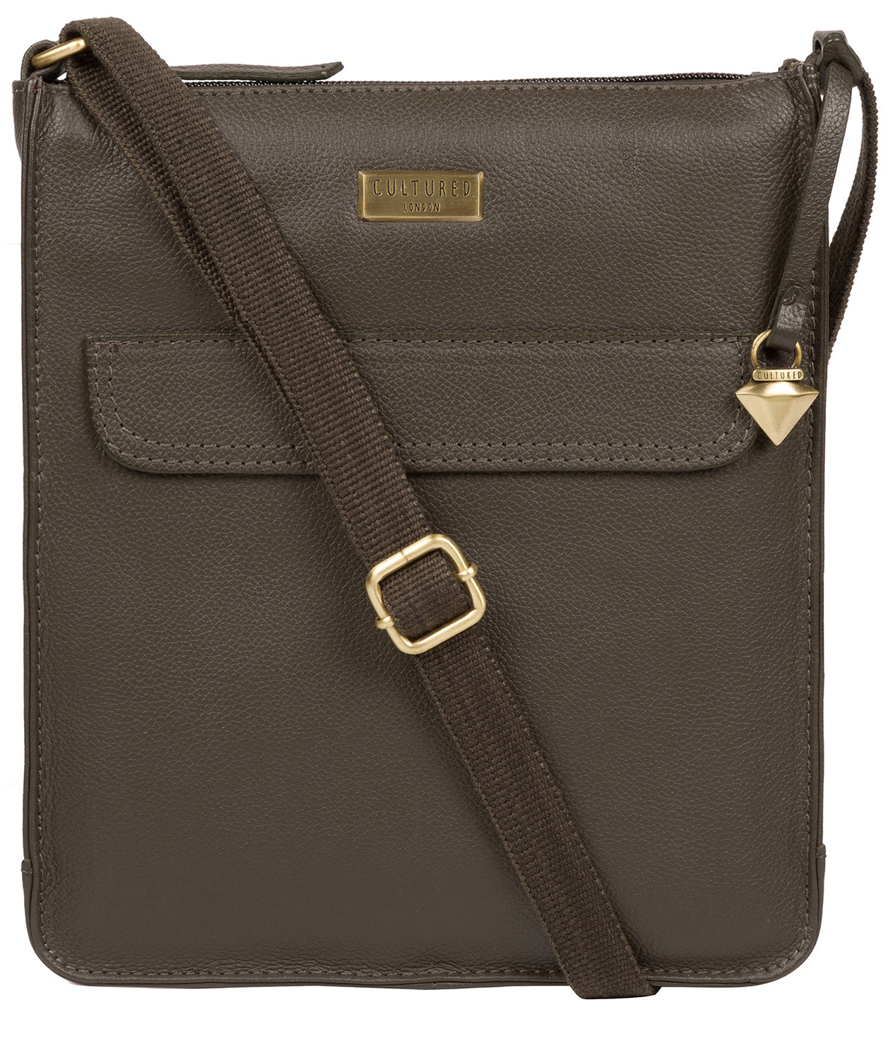'Sarah' Olive Leather Cross Body Bag image 1