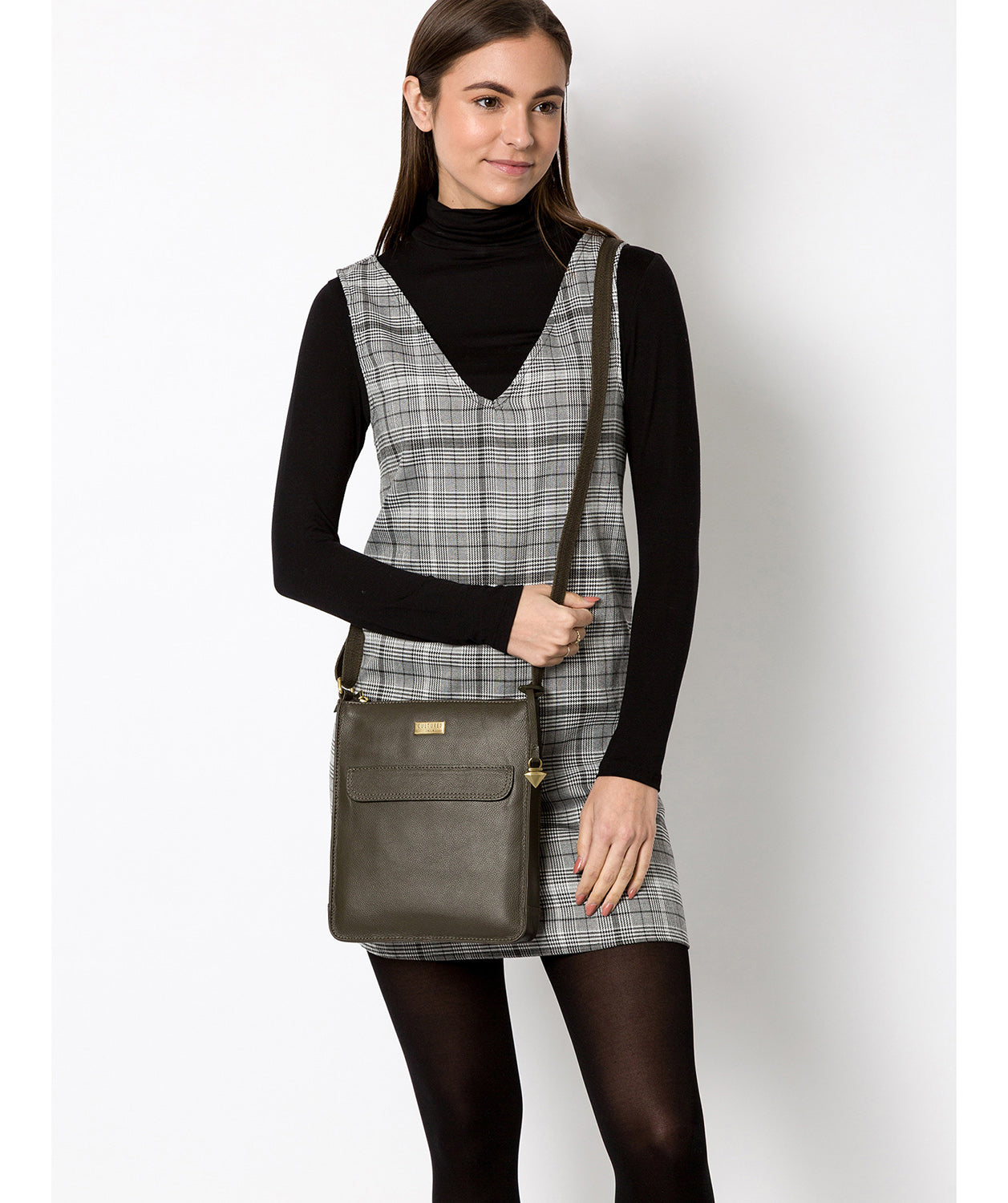 'Sarah' Olive Leather Cross Body Bag image 2