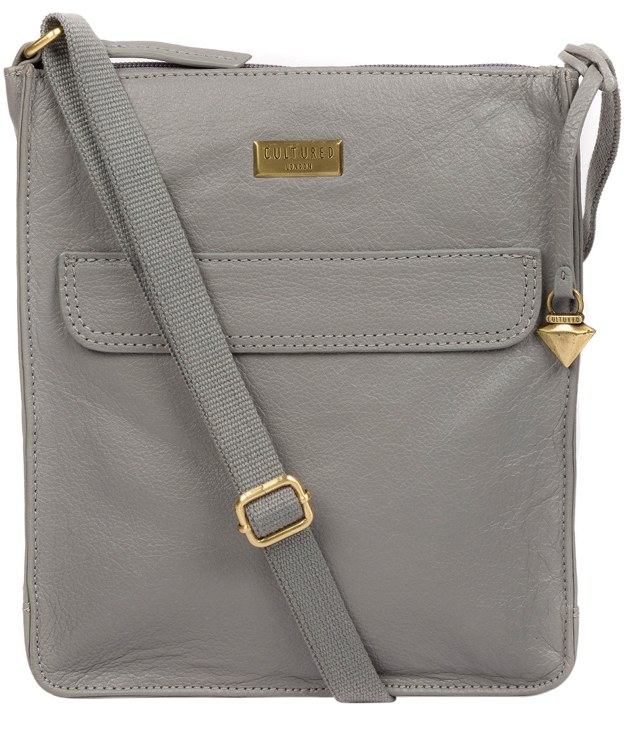 'Sarah' Silver Grey Leather Cross Body Bag image 1