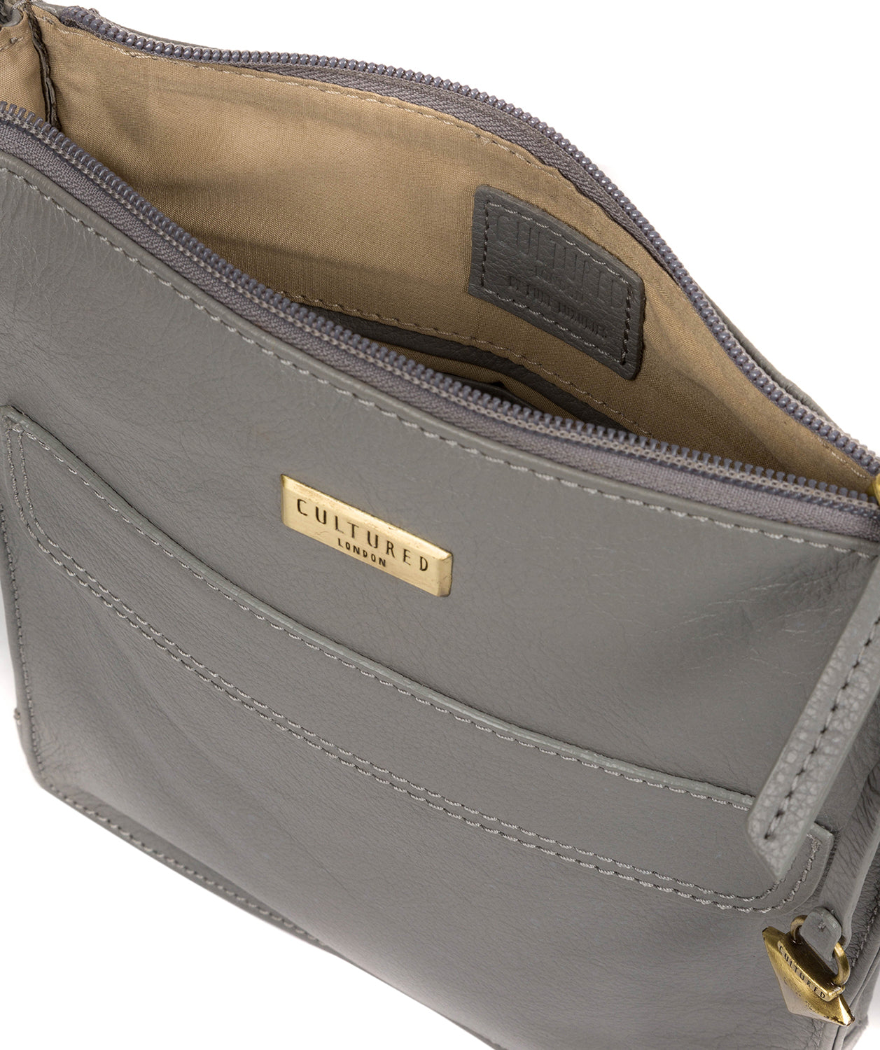 'Sarah' Silver Grey Leather Cross Body Bag image 4