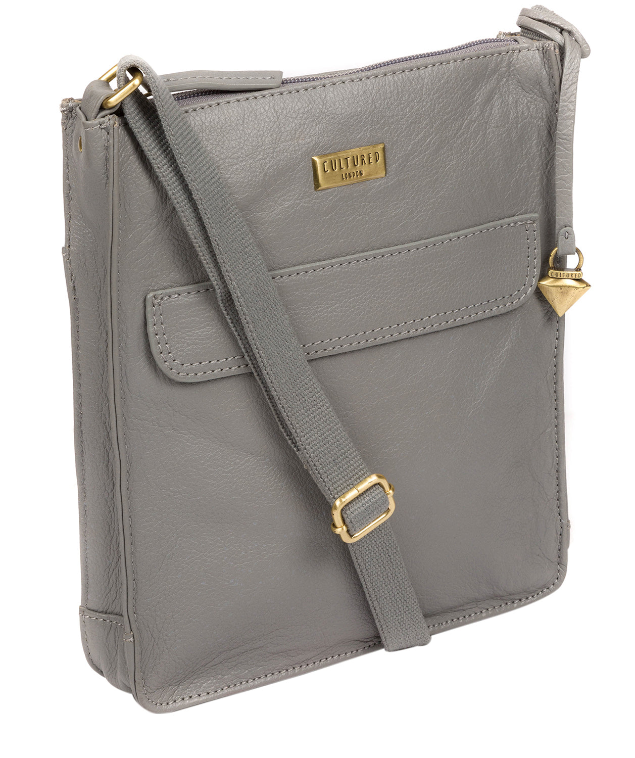 'Sarah' Silver Grey Leather Cross Body Bag image 5