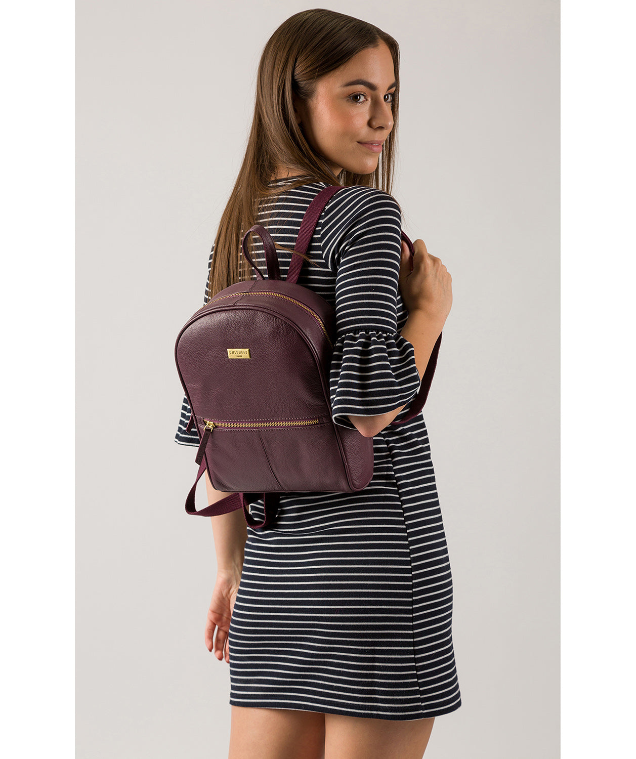 'Alyssa' Fig Leather Backpack image 2